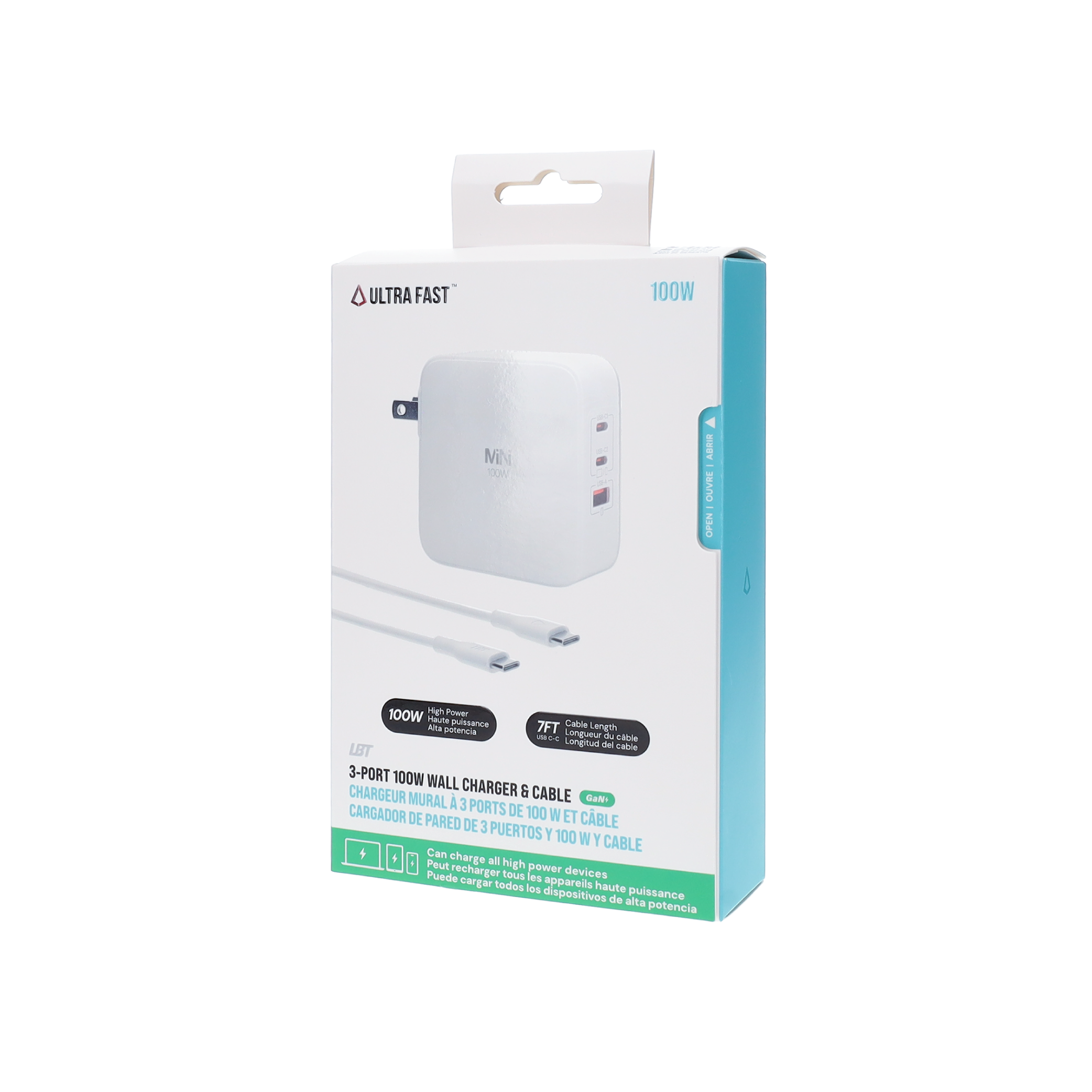 3-Port 100W Wall Charger & Cable