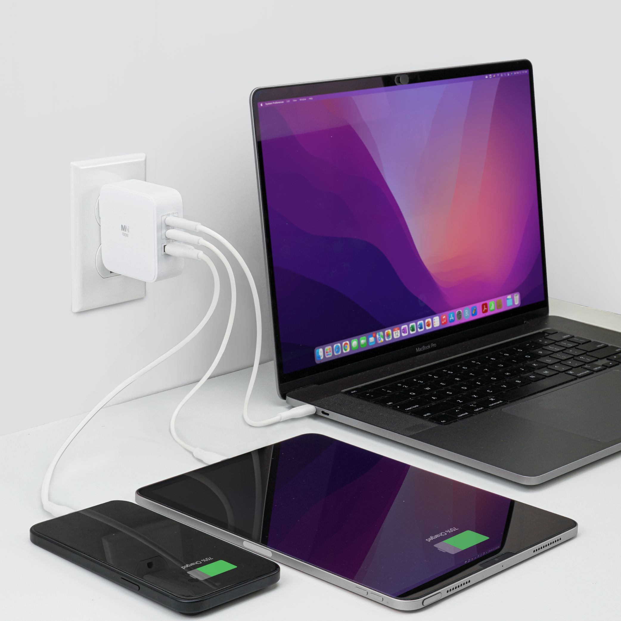 3-Port 100W Wall Charger & Cable