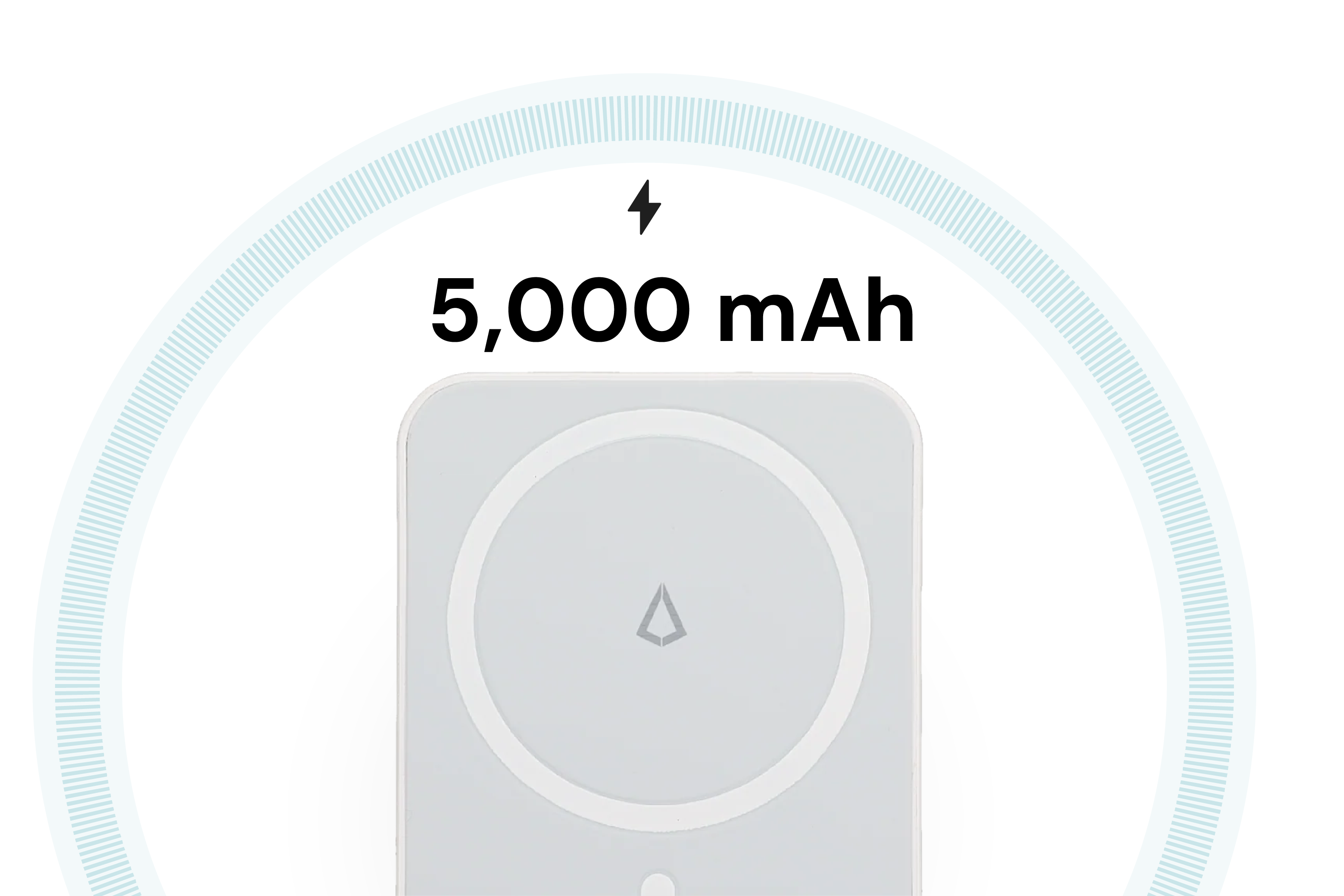 charging power bank with 5,000 mAh battery indicator on a white background