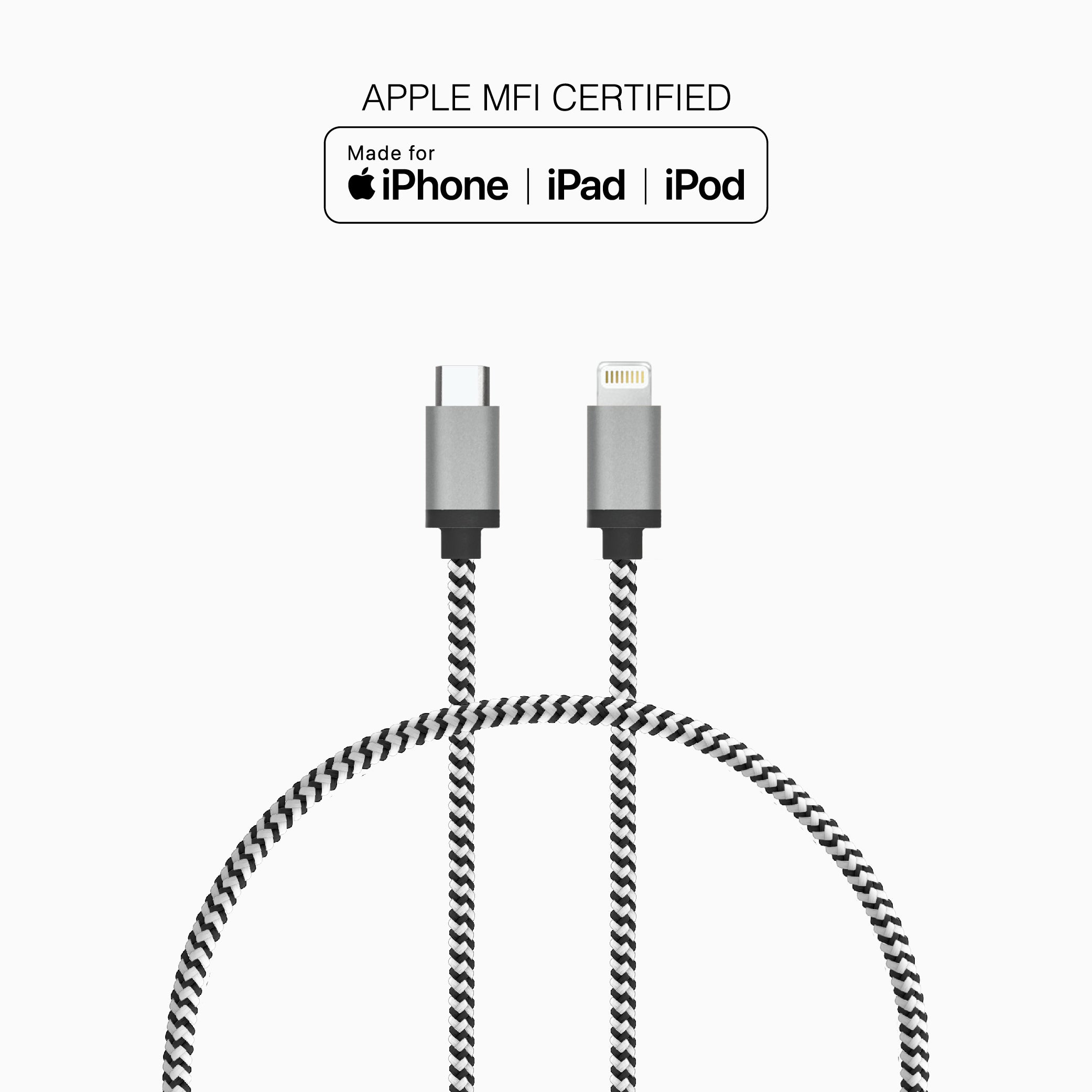 1 ft Braided Cable (USB-C to Lightning Cable)