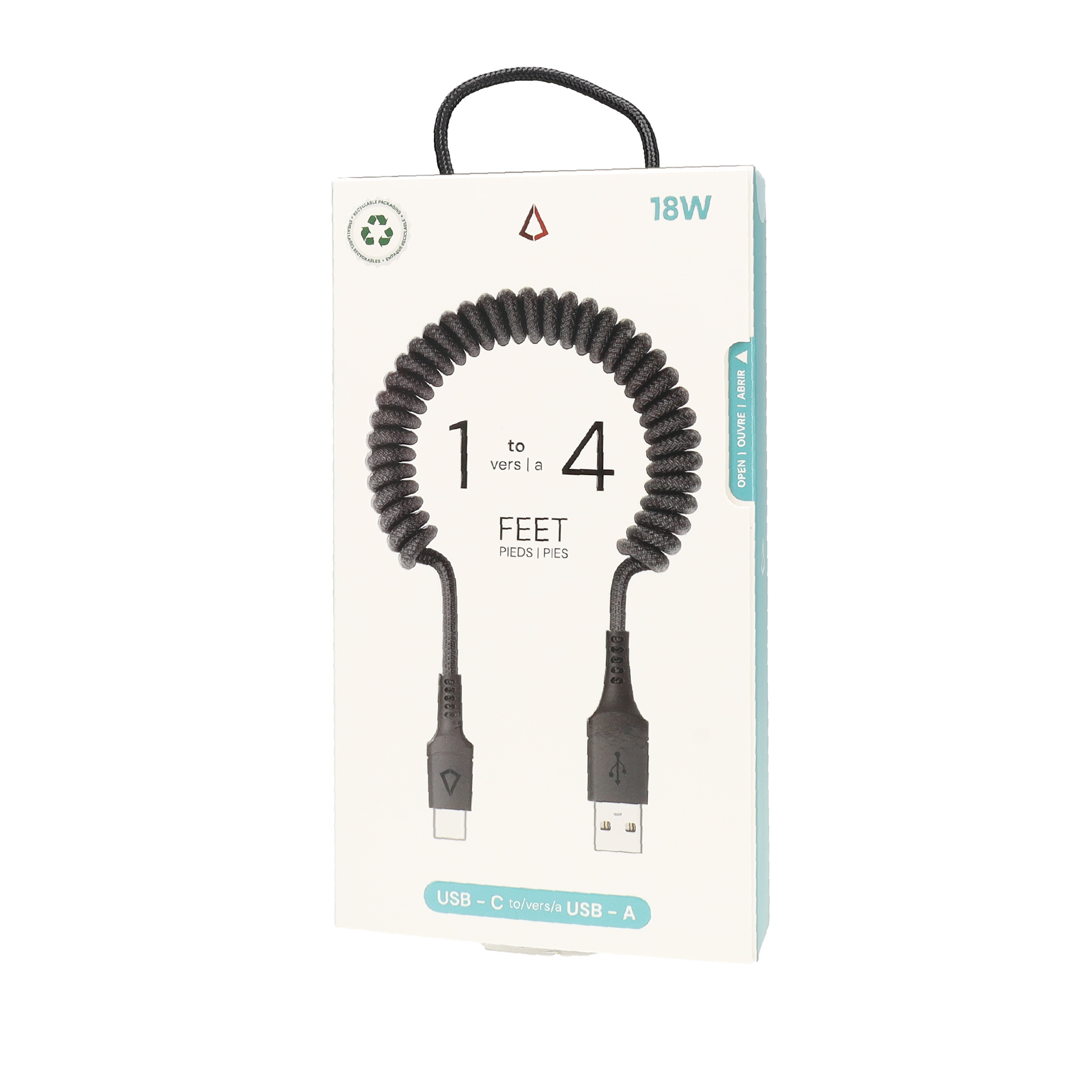 4FT Coiled Cable (USB A-C)