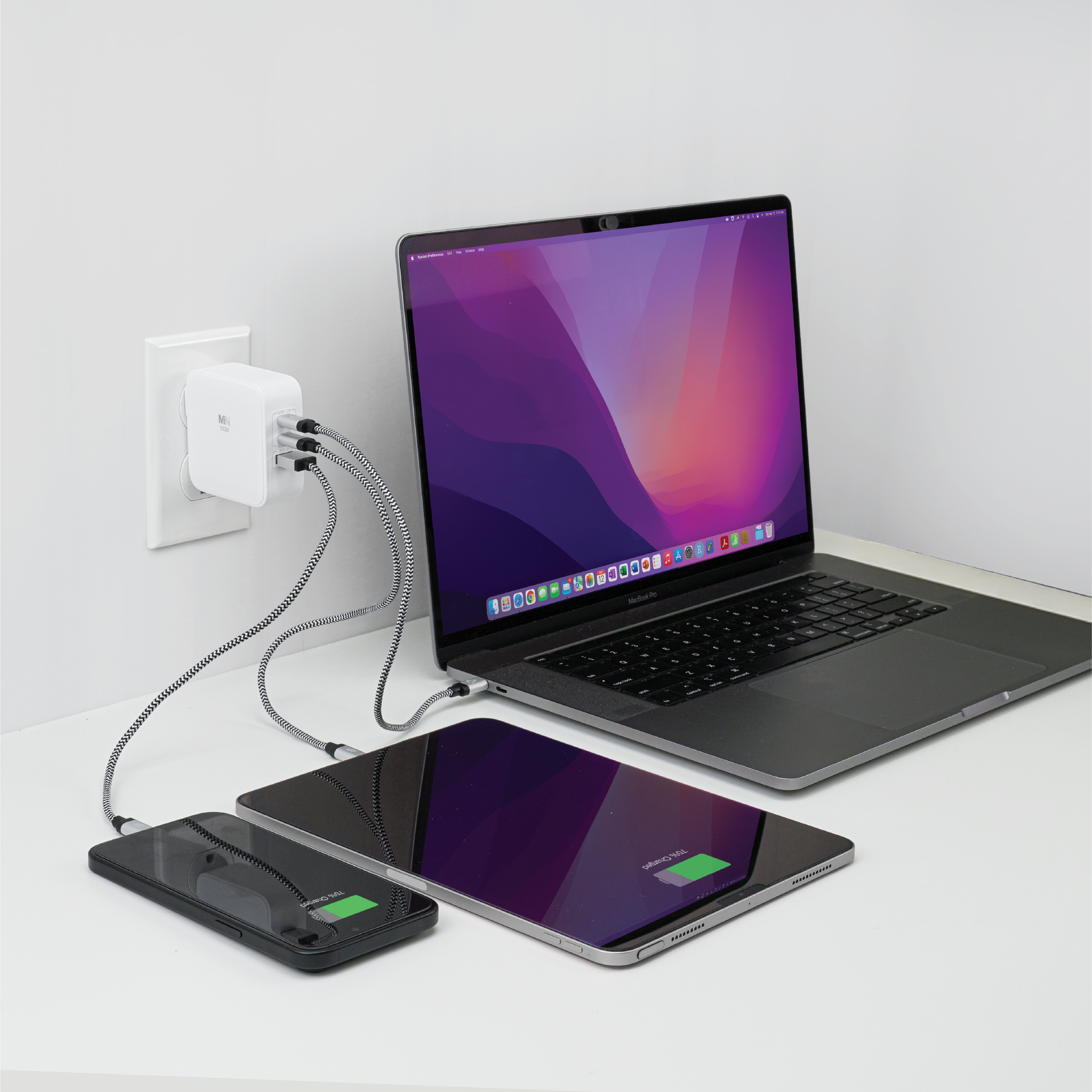 100W 3-Port Computer/Tablet/Phone Wall Charger