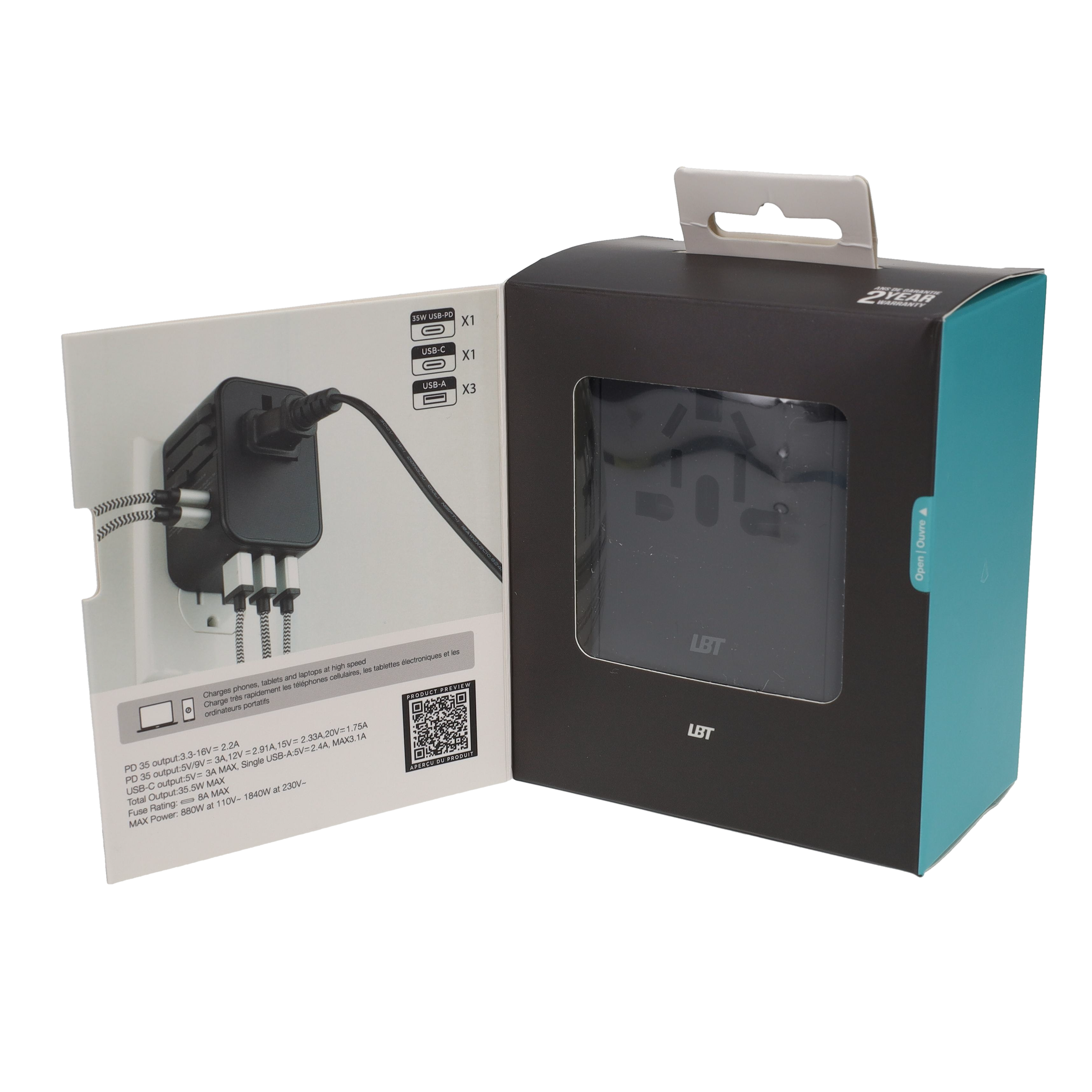 35.5W 6-port Travel PD Wall Charger