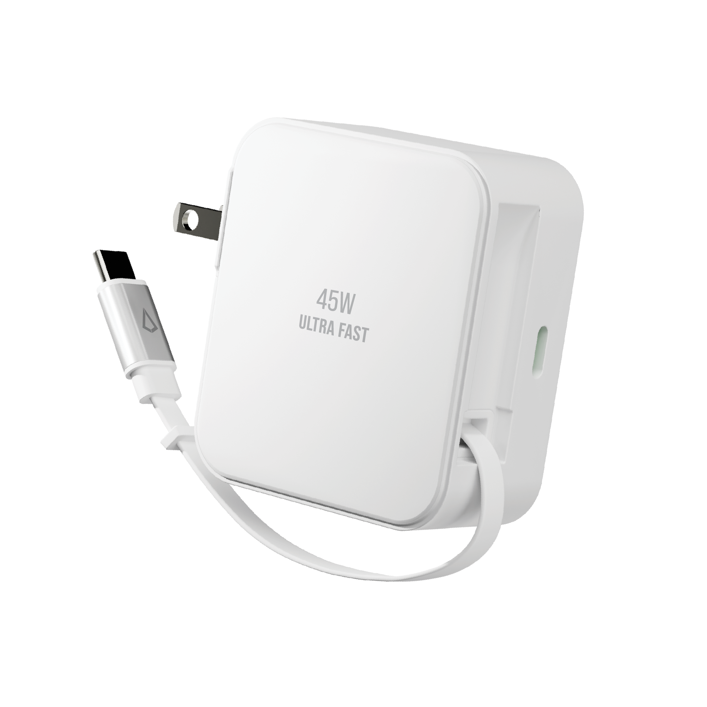45W Retractable Built-in Cable Charger with Extra Port