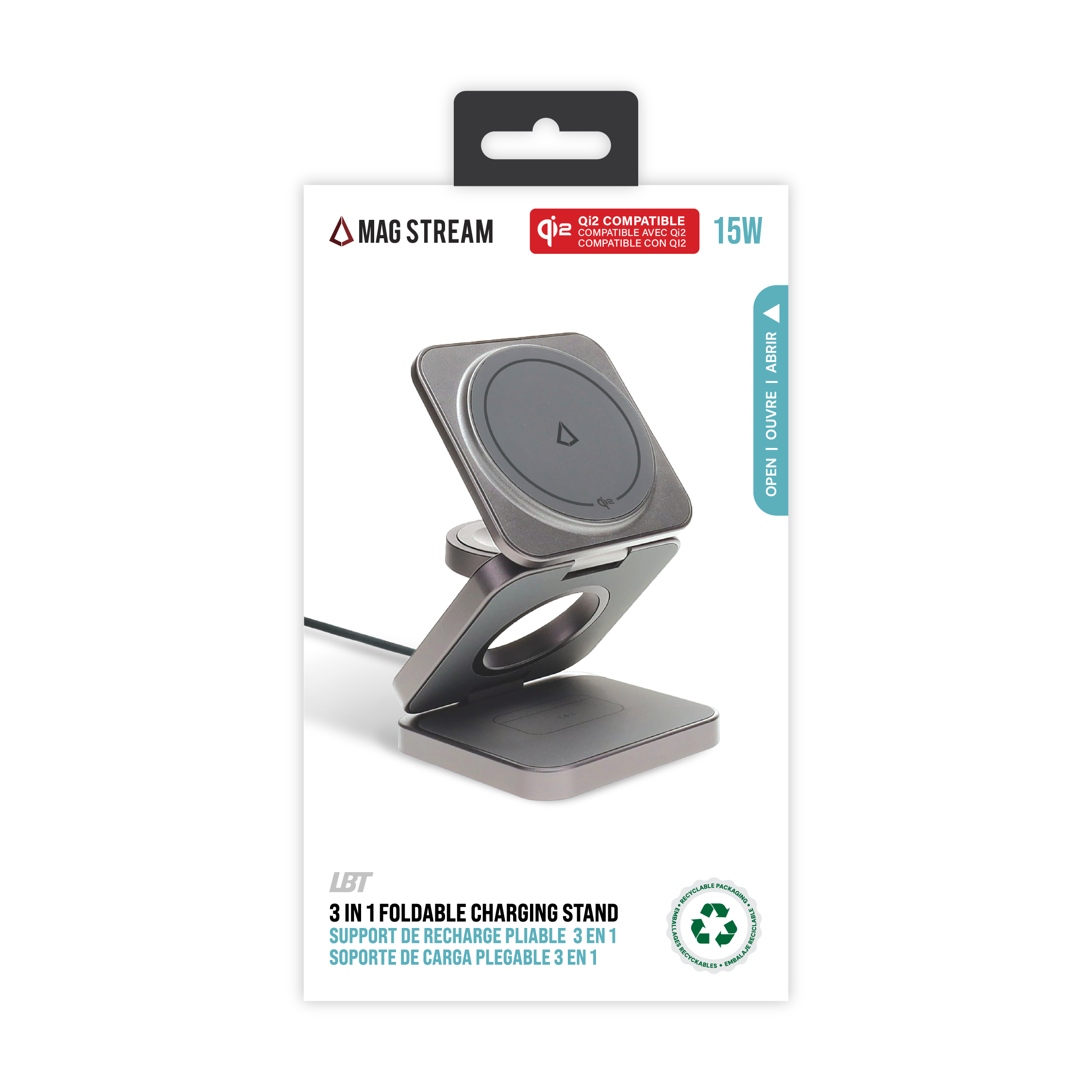 15W Mag Stream 3-in-1 Foldable Charging Stand