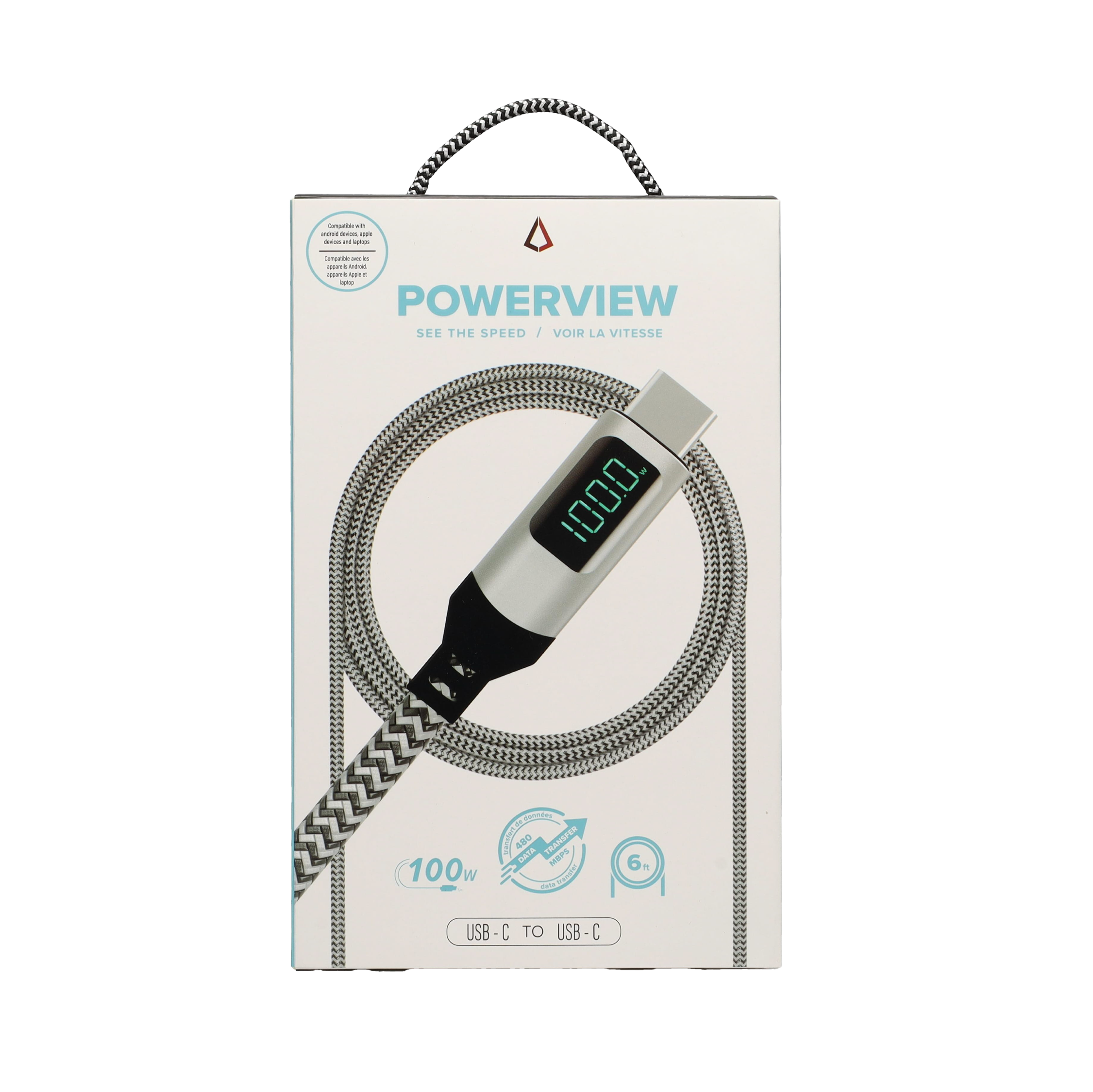6 ft Powerview Braided Cable (USB-C to USB-C) (20 Gbps/100W)