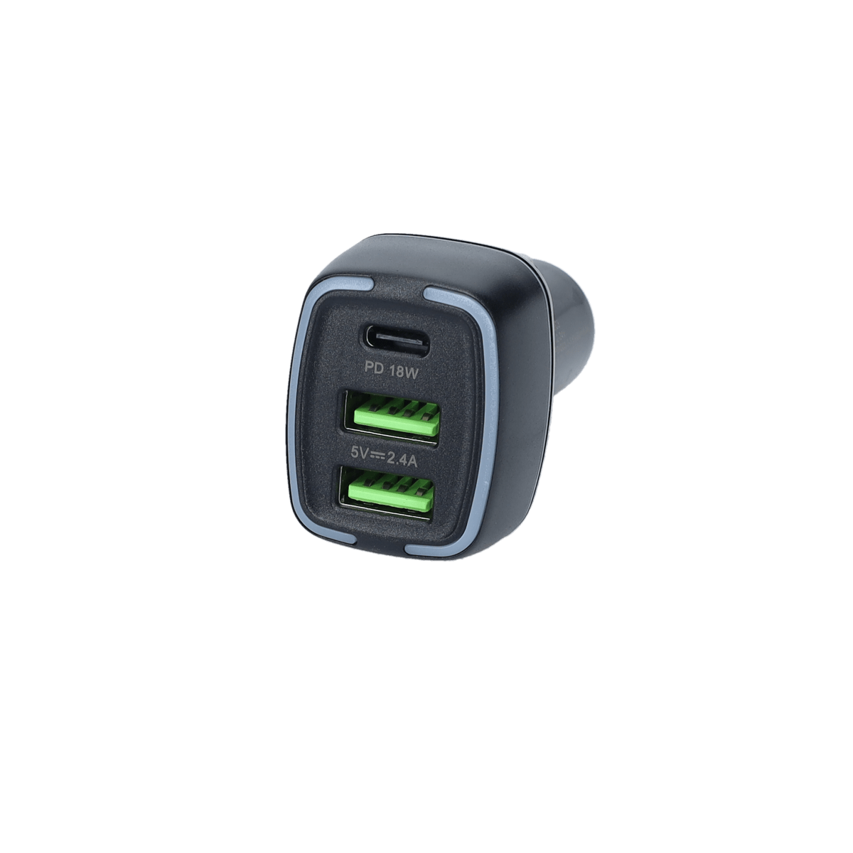 PD Car Charger with 2 extra USB-A ports (18W PD + 12W USB A)