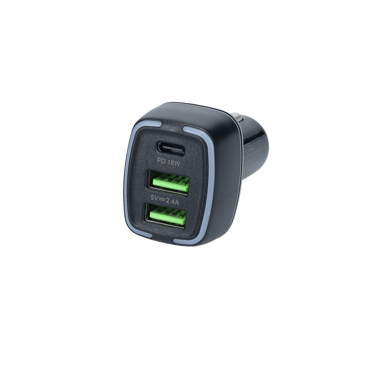 PD Car Charger with 2 extra USB-A ports (18W PD + 12W USB A)