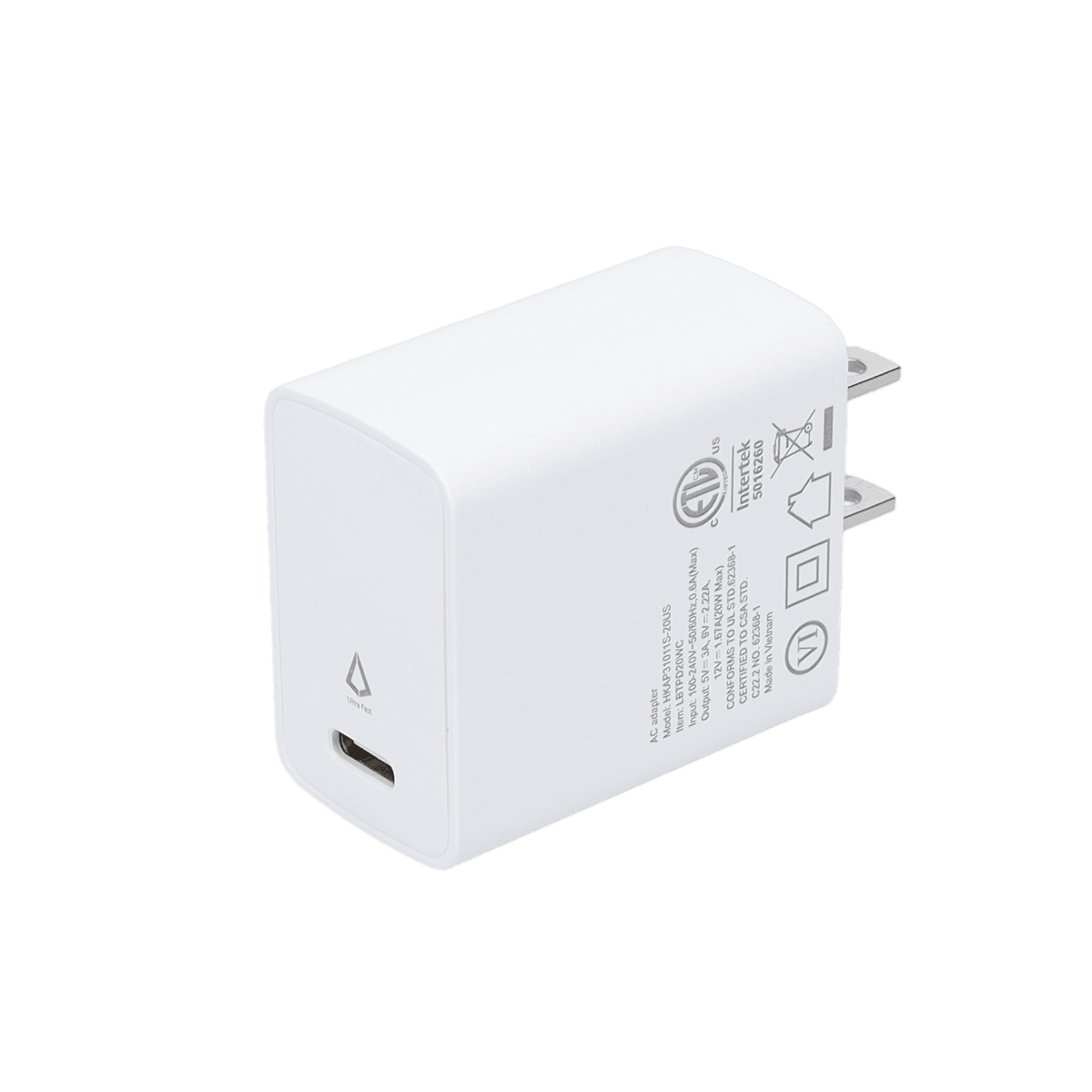 20W PD Wall Charger with 5 Ft Braided Cable (USB-C to USB-C)