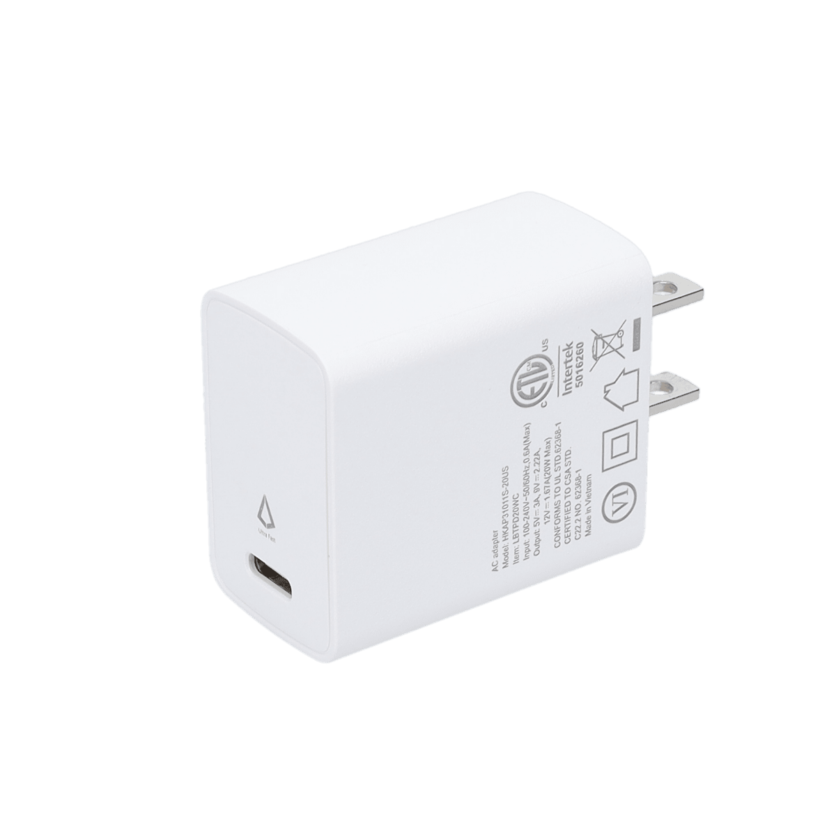 20W PD Wall Charger with 5 Ft Braided Cable (USB-C to USB-C)