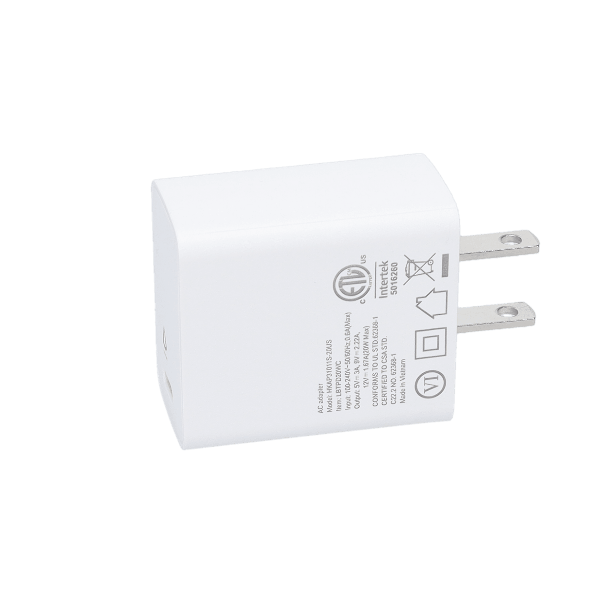 20W PD Wall Charger with 5 Ft Braided Cable (USB-C to USB-C)