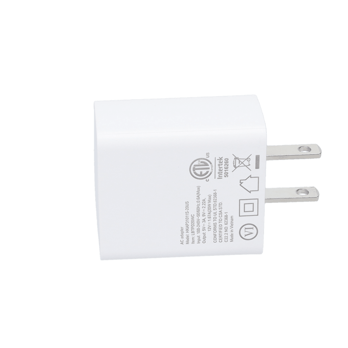 20W PD Wall Charger with 5 Ft Braided Cable (USB-C to USB-C)