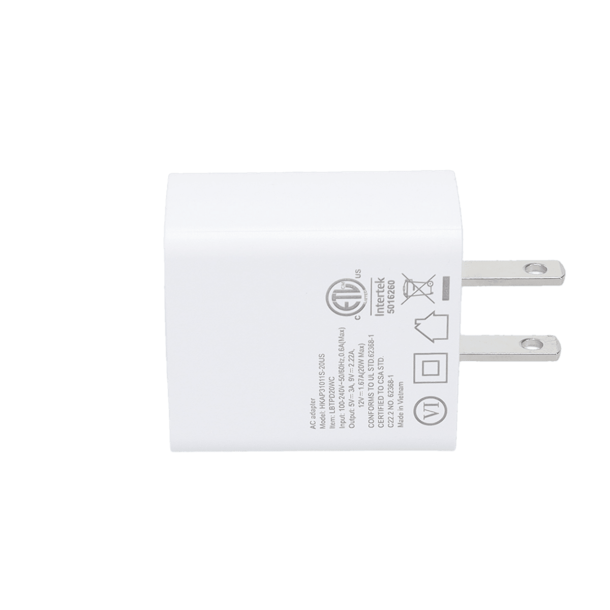 20W PD Wall Charger with 5 Ft Braided Cable (USB-C to USB-C)