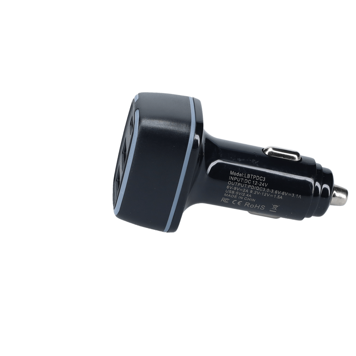 PD Car Charger with 2 extra USB-A ports (18W PD + 12W USB A)