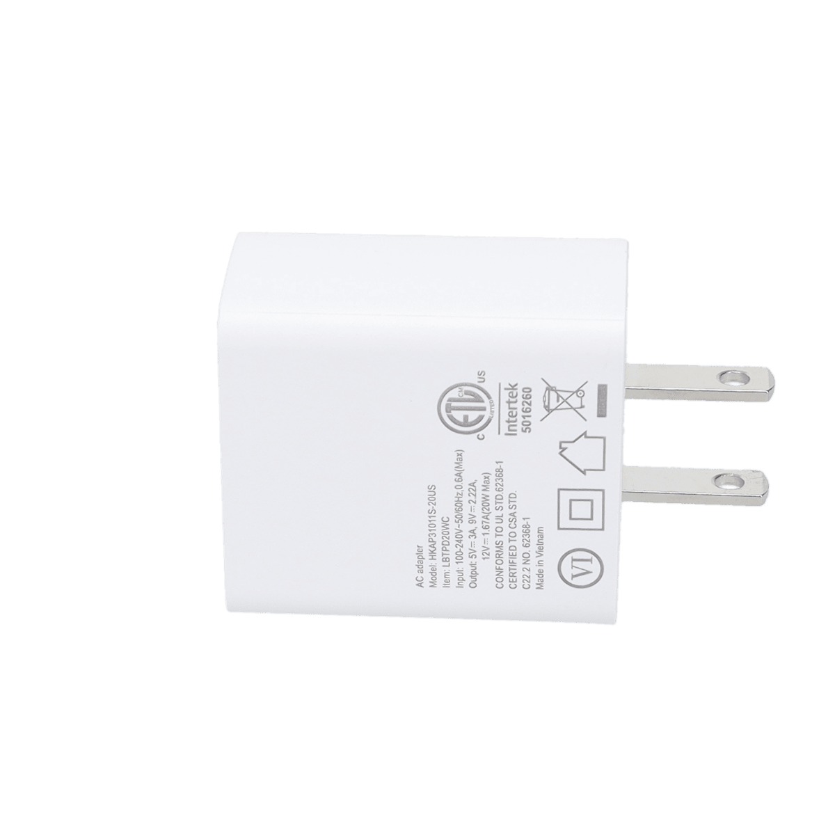 20W PD Wall Charger with 5 Ft Braided Cable (USB-C to USB-C)