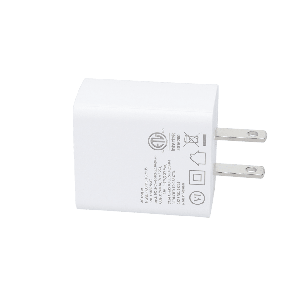 20W PD Wall Charger with 5 Ft Braided Cable (USB-C to USB-C)