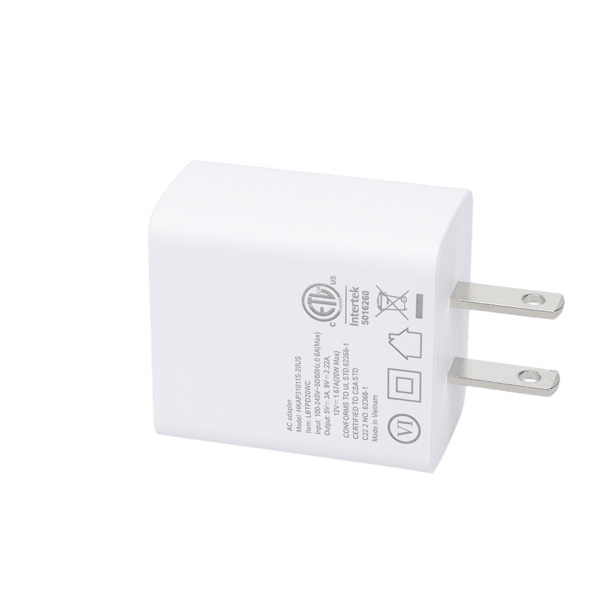 20W PD Wall Charger with 5 Ft Braided Cable (USB-C to USB-C)