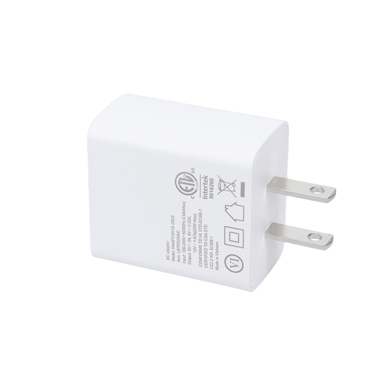 20W PD Wall Charger with 5 Ft Braided Cable (USB-C to USB-C)