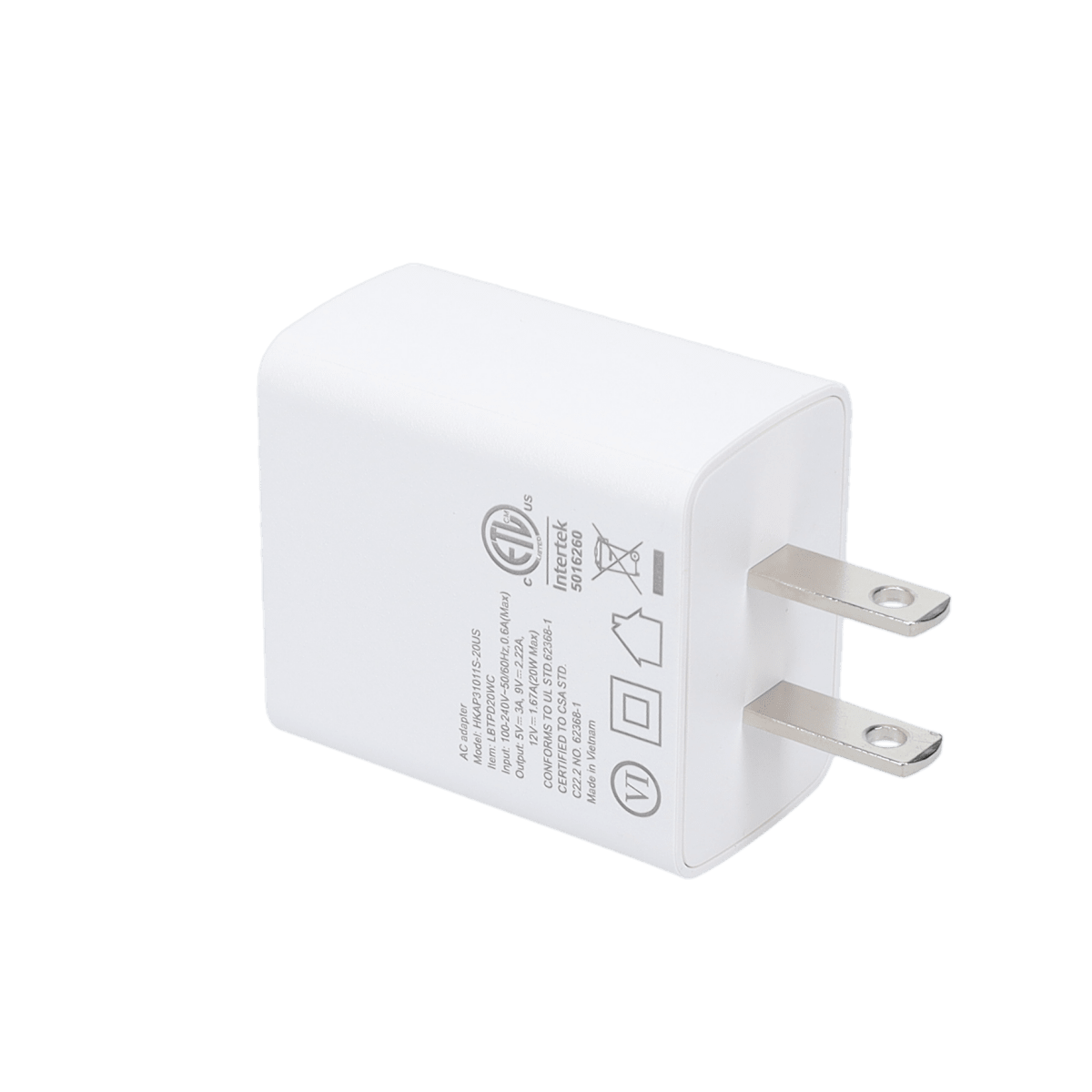 20W PD Wall Charger with 5 Ft Braided Cable (USB-C to USB-C)