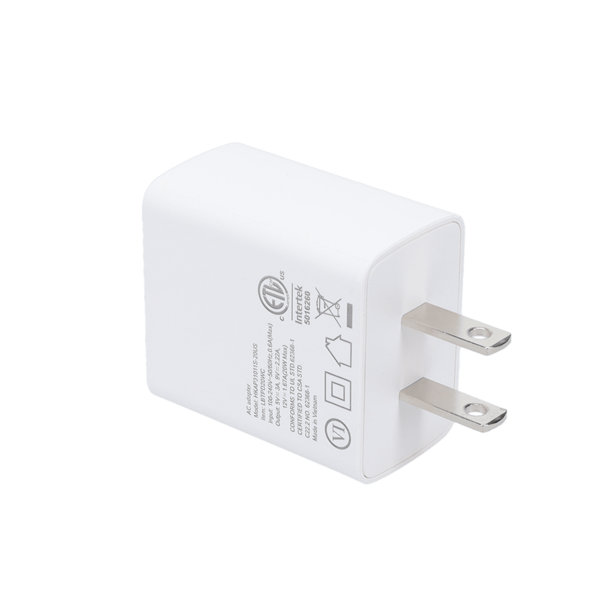 20W PD Wall Charger with 5 Ft Braided Cable (USB-C to USB-C)