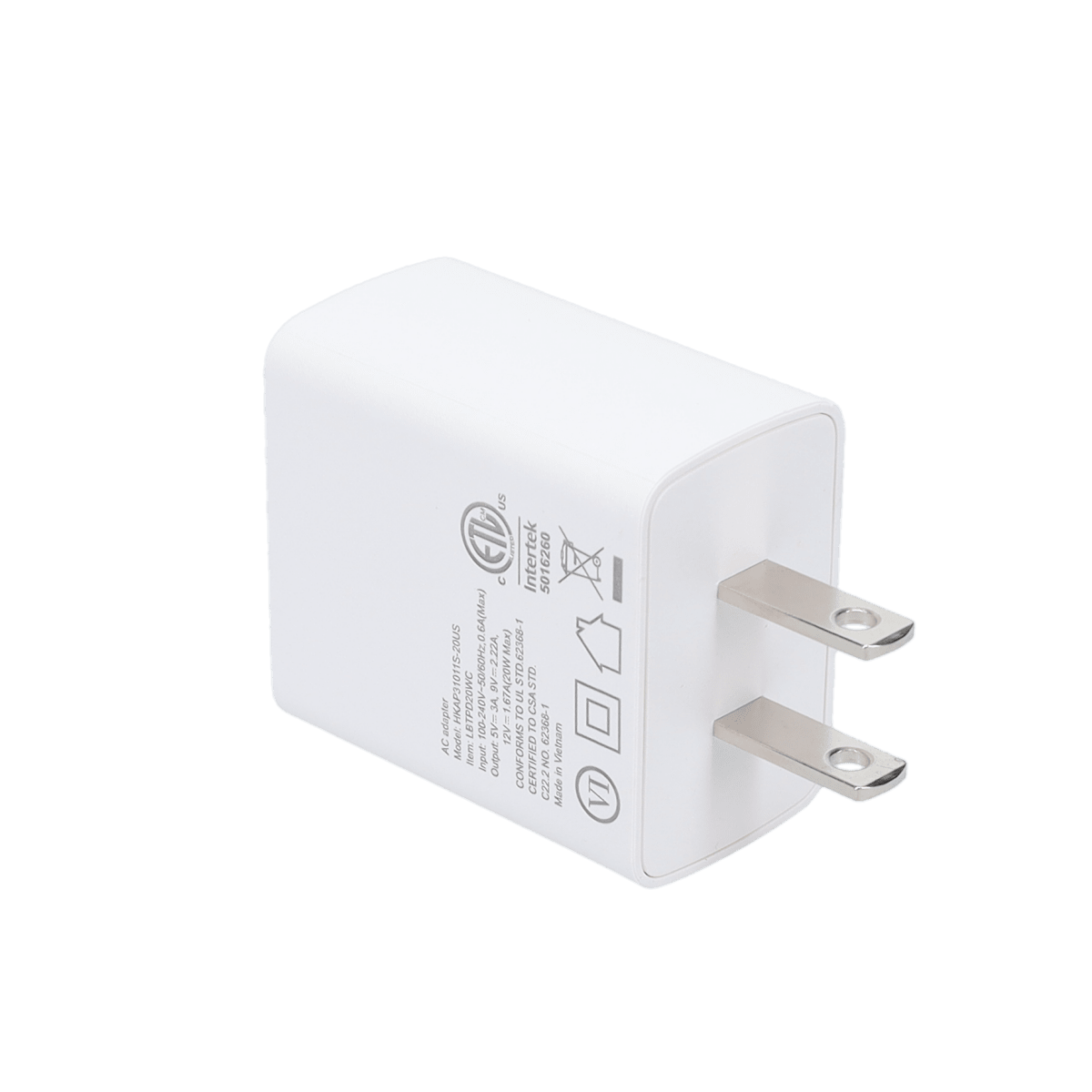 20W PD Wall Charger with 5 Ft Braided Cable (USB-C to USB-C)