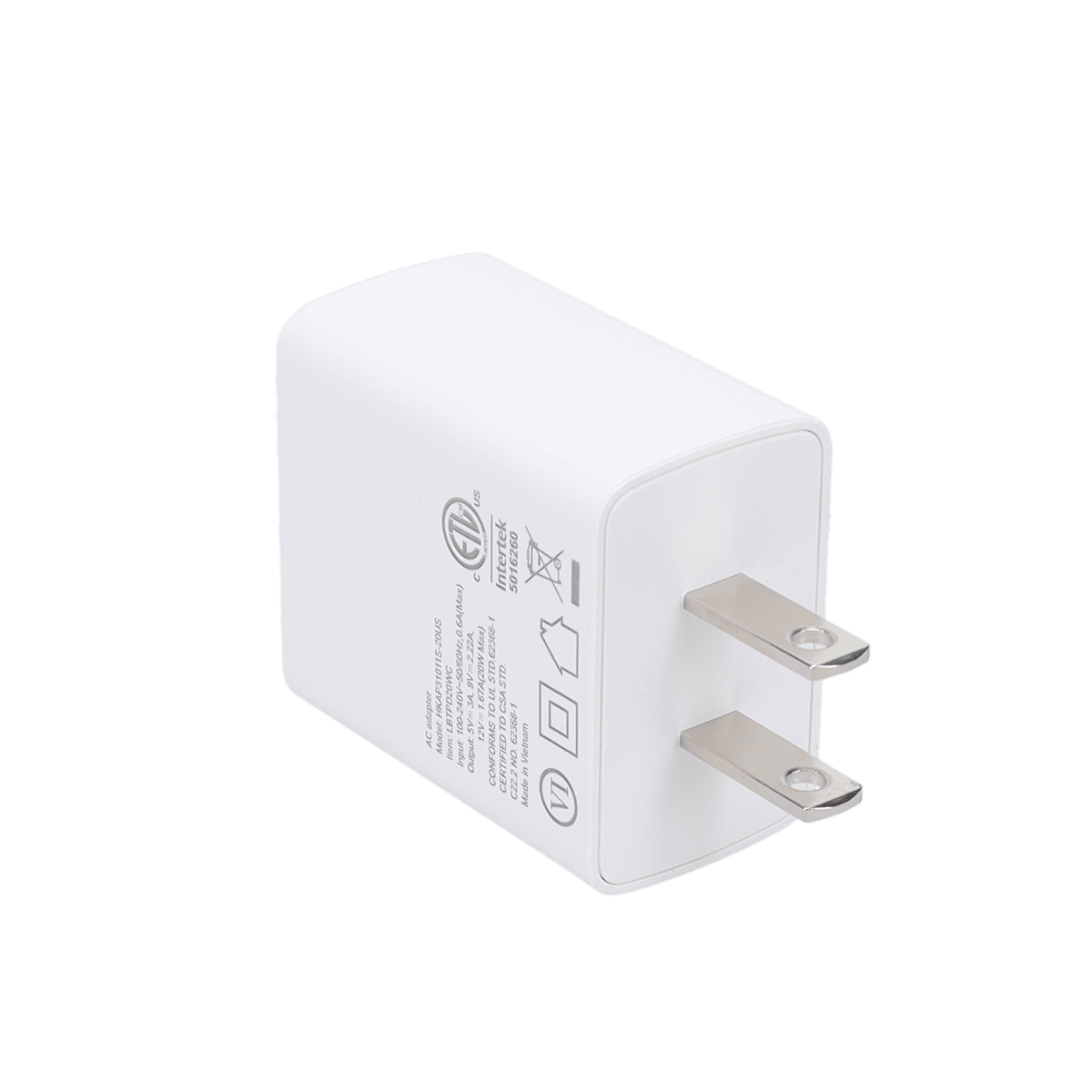 20W PD Wall Charger with 5 Ft Braided Cable (USB-C to USB-C)