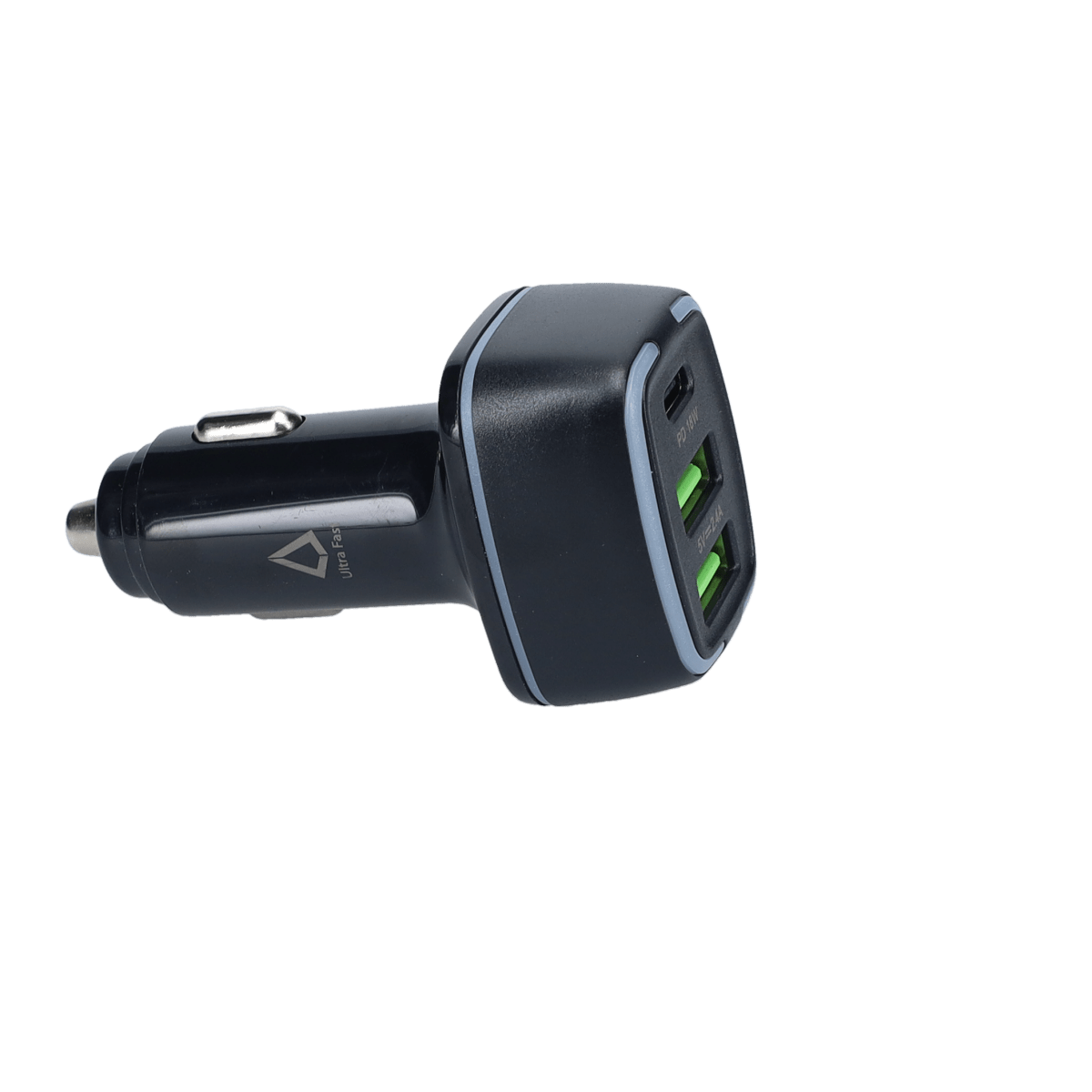 PD Car Charger with 2 extra USB-A ports (18W PD + 12W USB A)