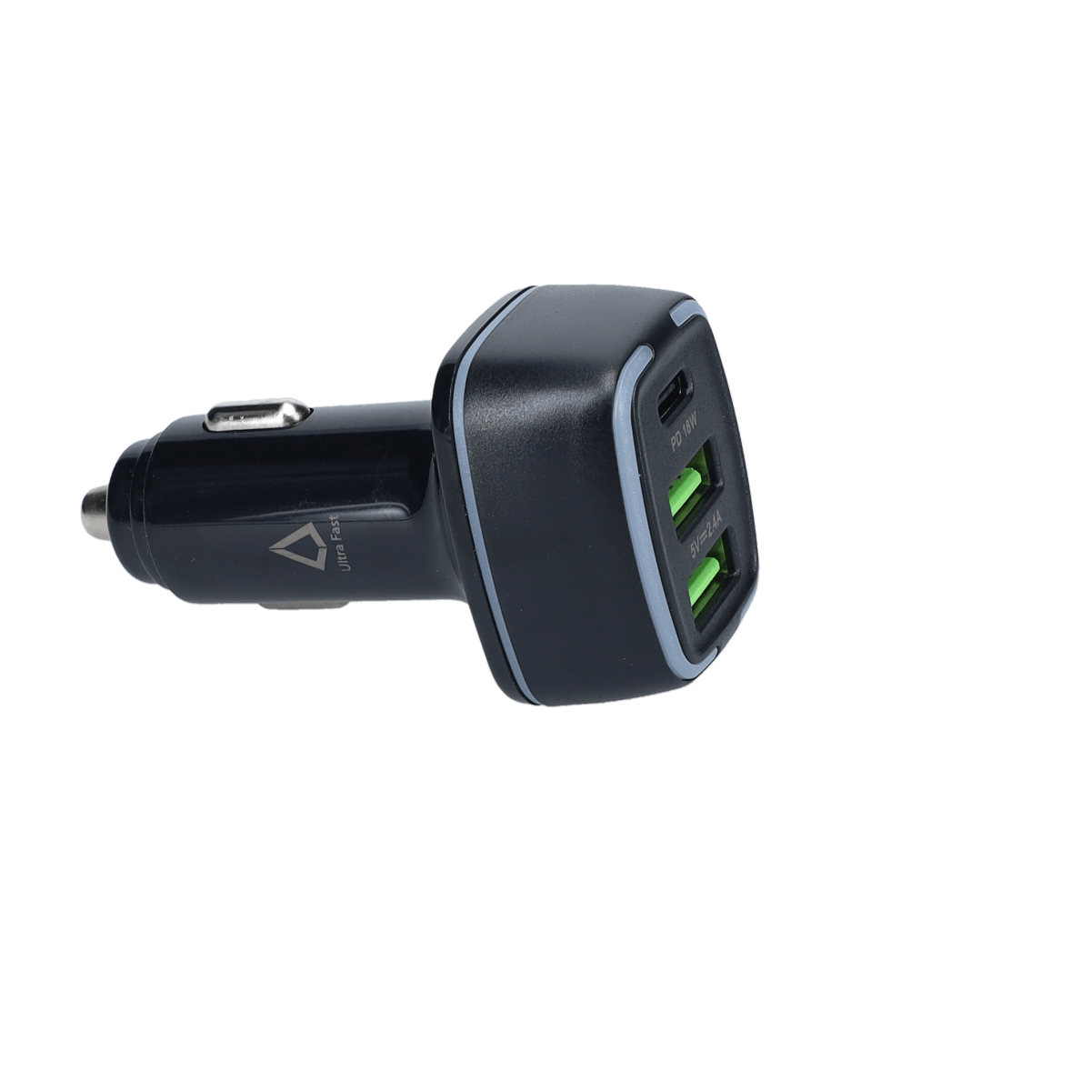 PD Car Charger with 2 extra USB-A ports (18W PD + 12W USB A)