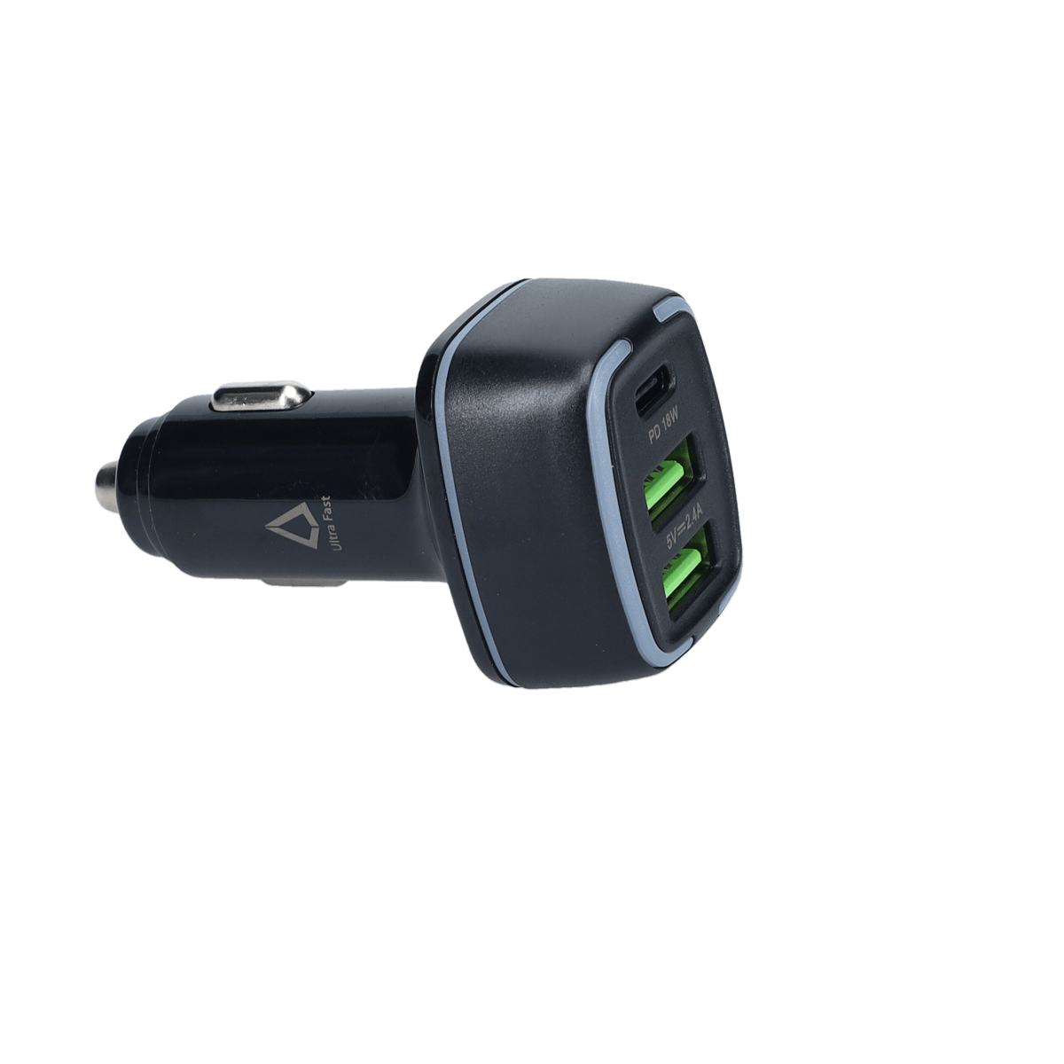 PD Car Charger with 2 extra USB-A ports (18W PD + 12W USB A)