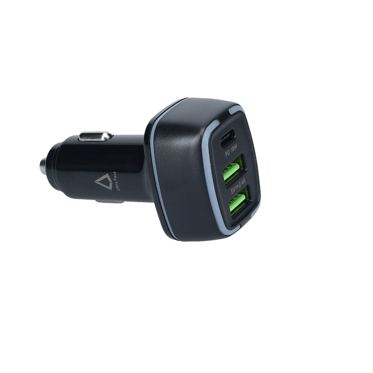 PD Car Charger with 2 extra USB-A ports (18W PD + 12W USB A)