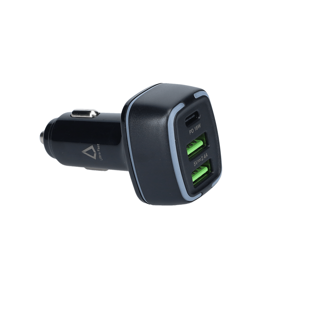 PD Car Charger with 2 extra USB-A ports (18W PD + 12W USB A)