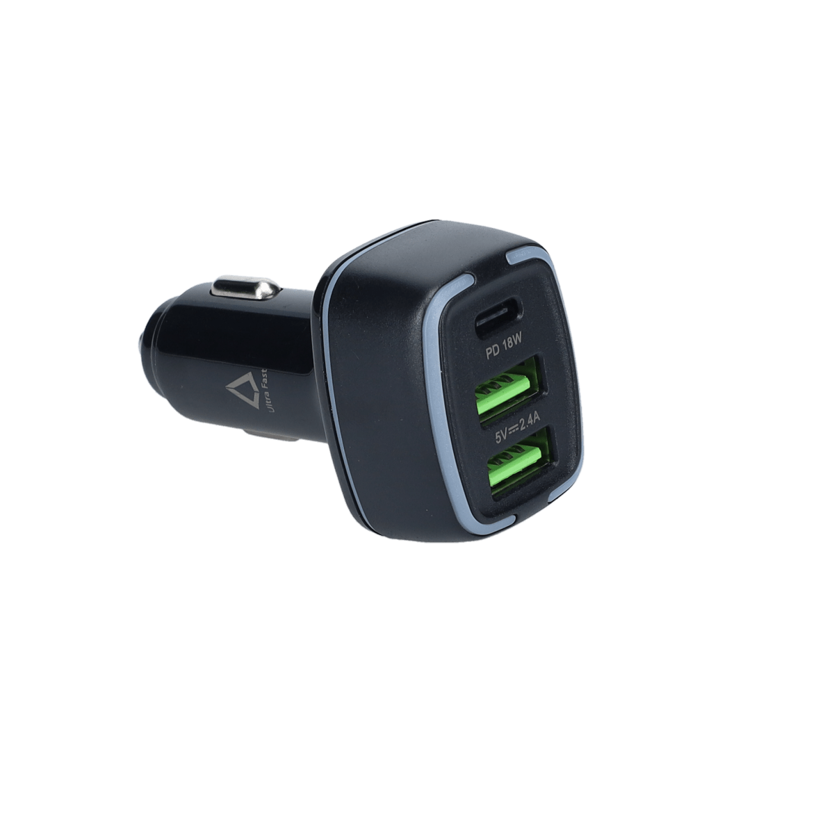 PD Car Charger with 2 extra USB-A ports (18W PD + 12W USB A)