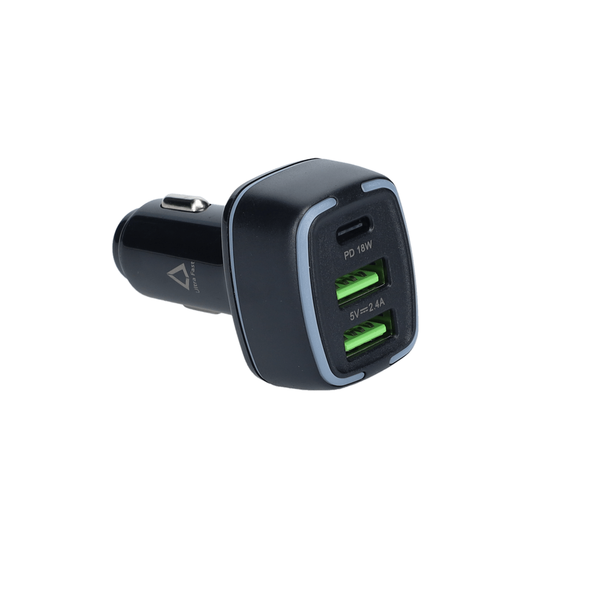 PD Car Charger with 2 extra USB-A ports (18W PD + 12W USB A)