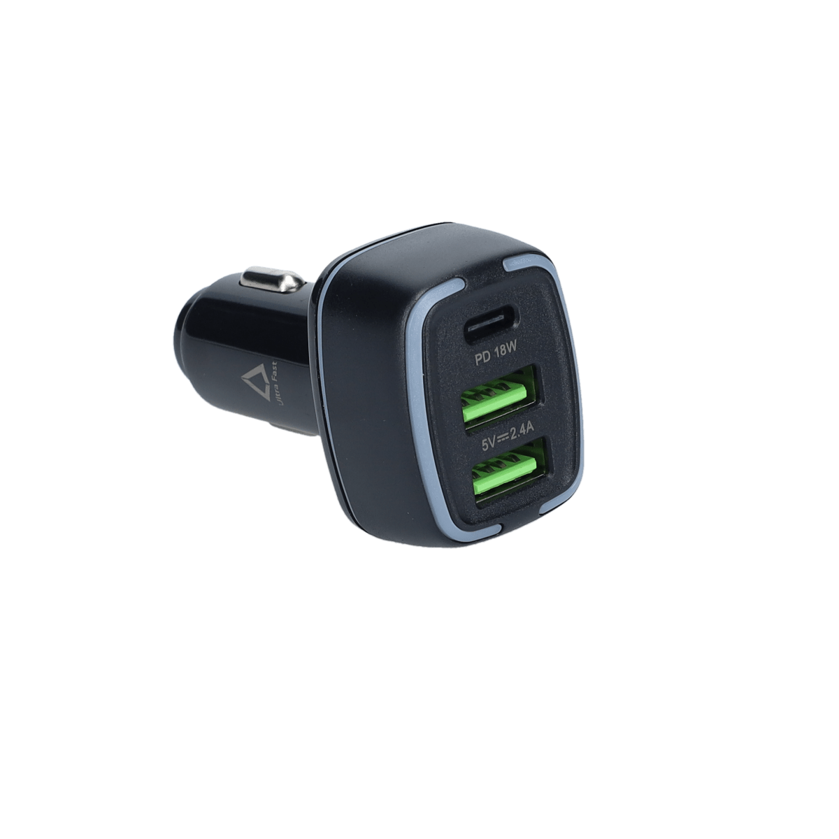 PD Car Charger with 2 extra USB-A ports (18W PD + 12W USB A)