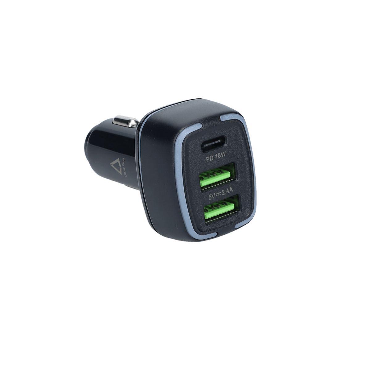 PD Car Charger with 2 extra USB-A ports (18W PD + 12W USB A)