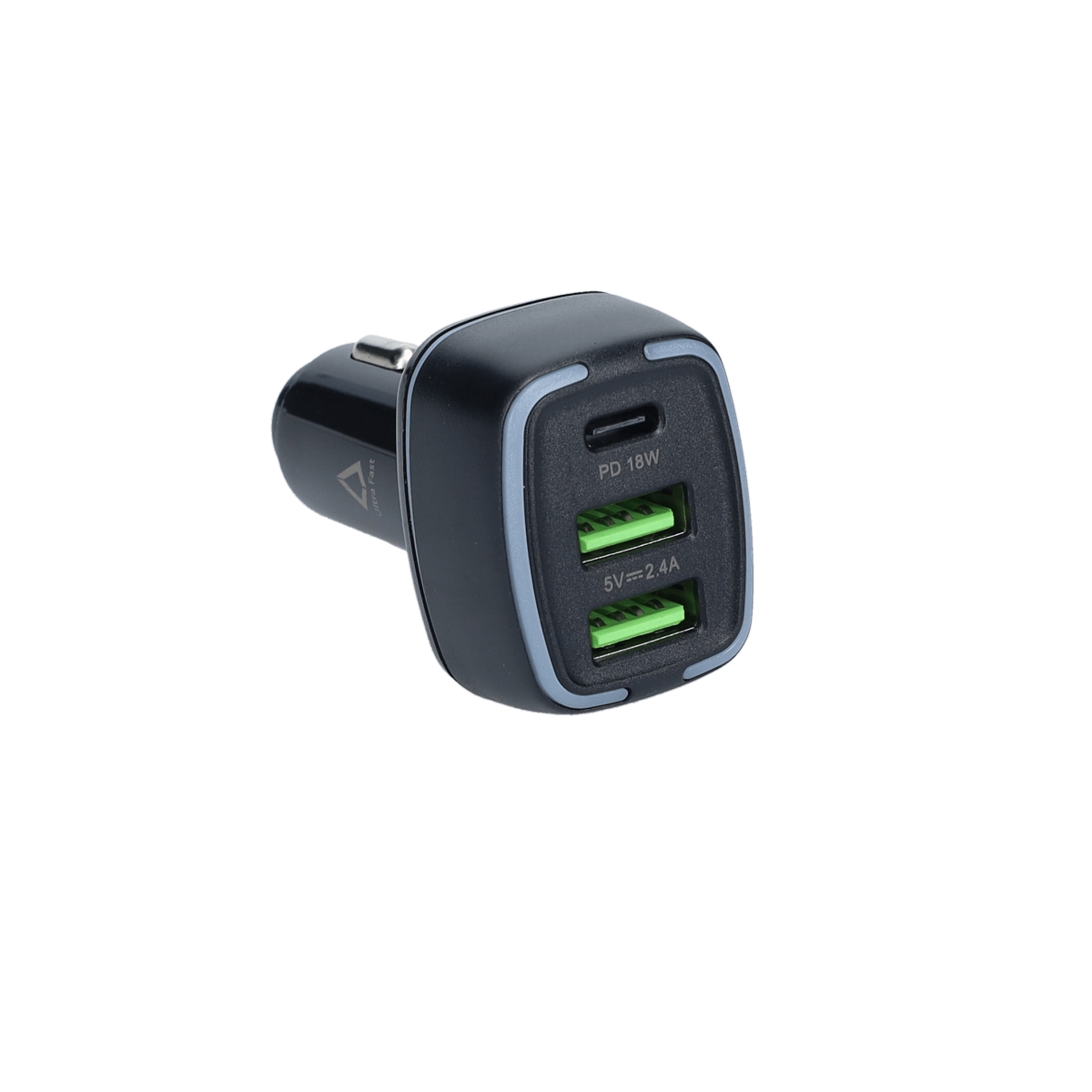 PD Car Charger with 2 extra USB-A ports (18W PD + 12W USB A)