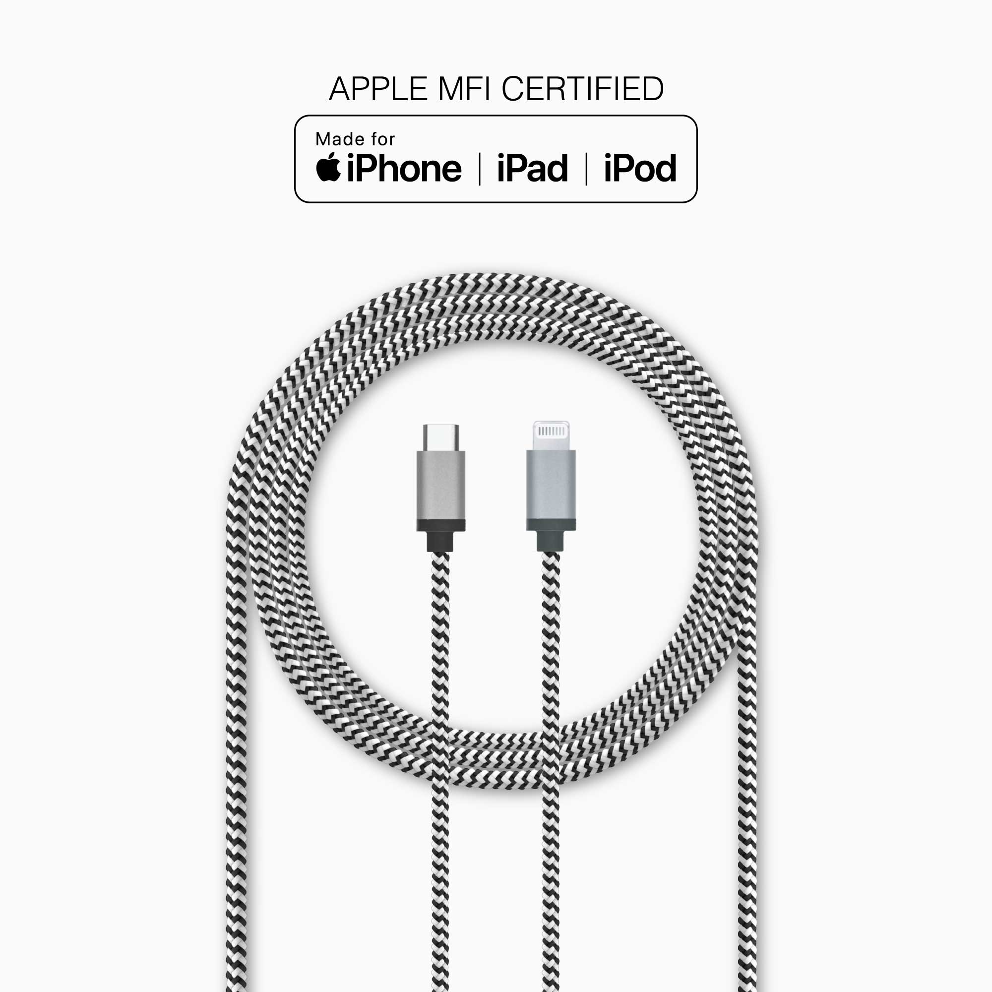 10 ft Braided Cable (USB-C to Lightning Cable)