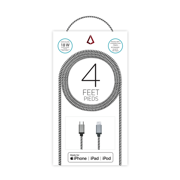 4 Ft. Braided Cable (USB-C to Lightning Cable)