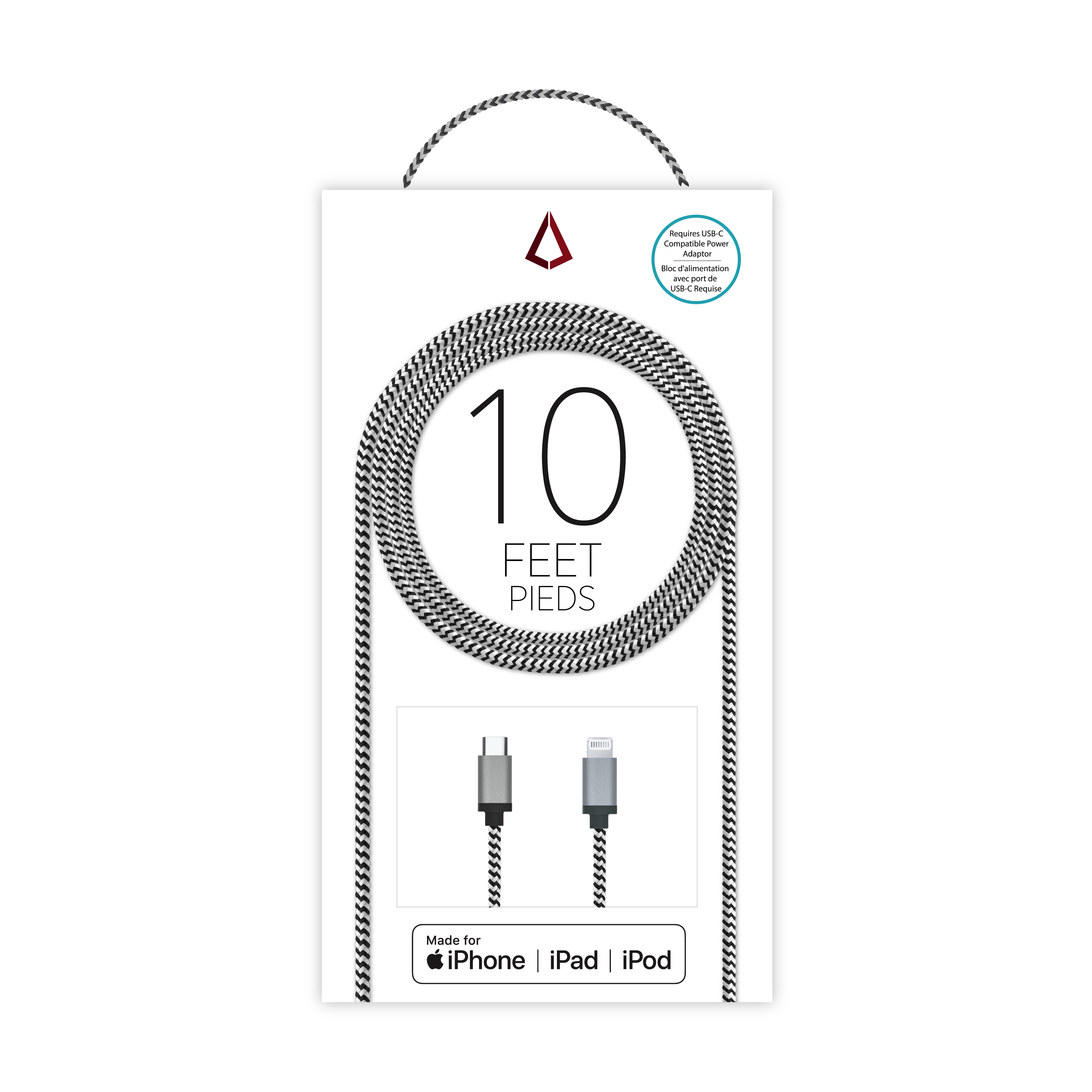 10 ft Braided Cable (USB-C to Lightning Cable)