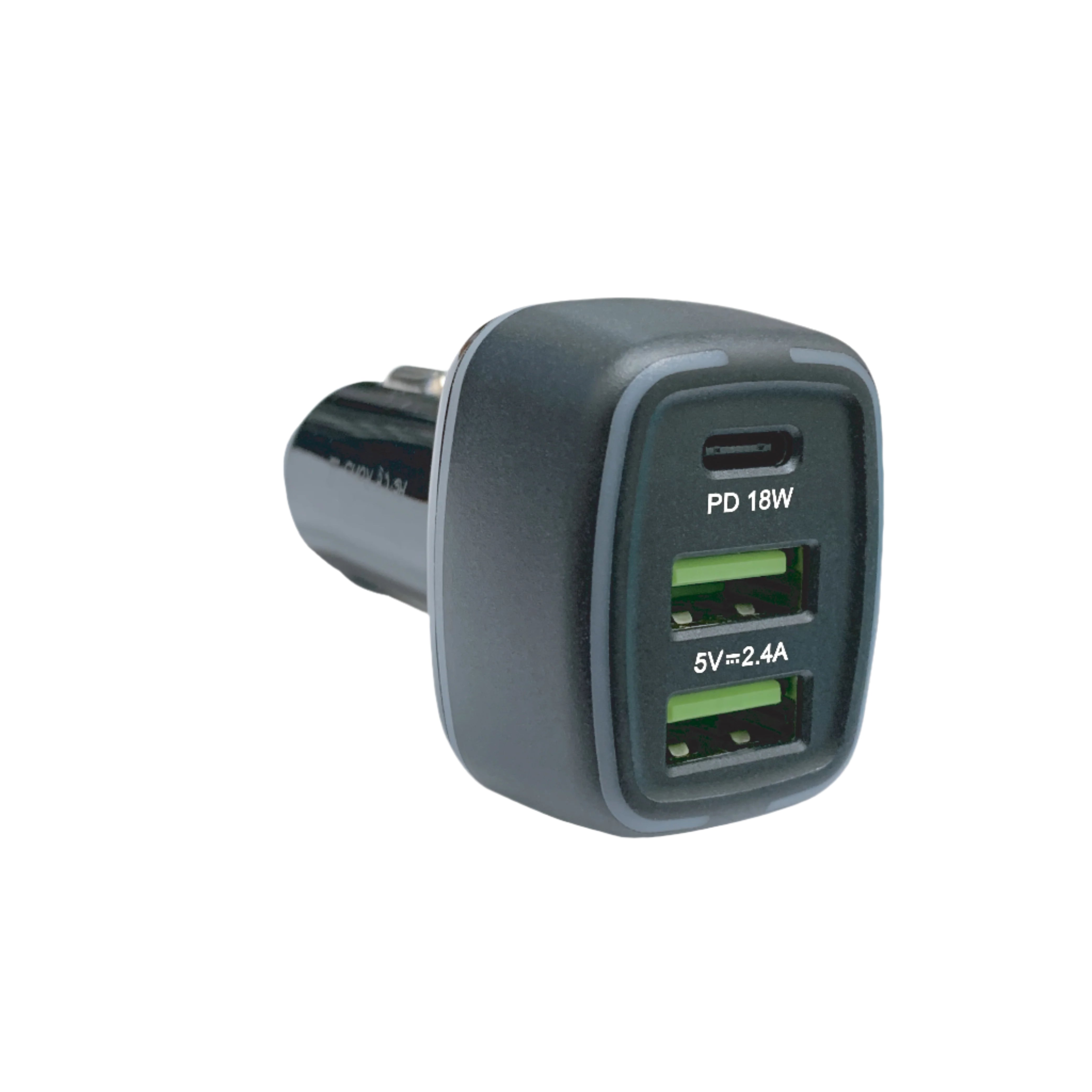 PD Car Charger with 2 extra USB-A ports (18W PD + 12W USB A)