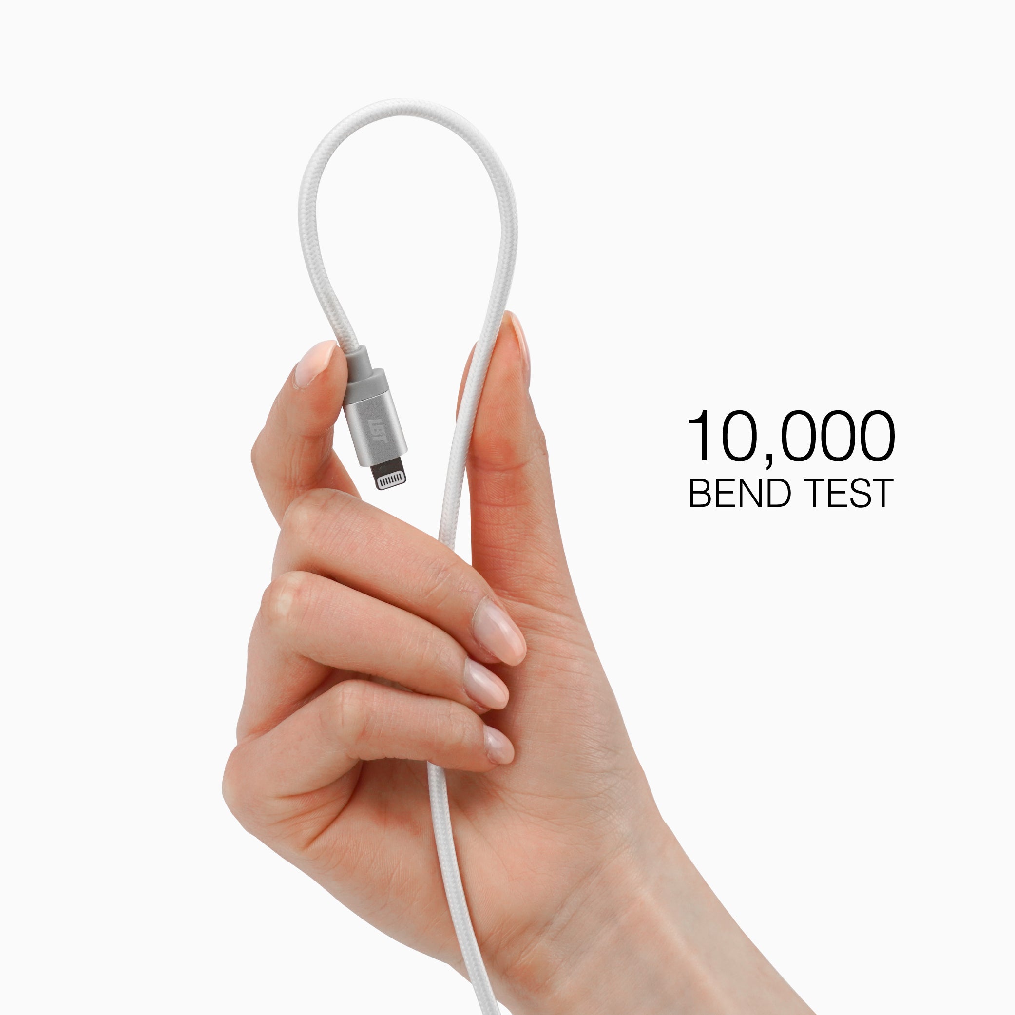 10 ft Braided White Cable (USB-C to Lightning)