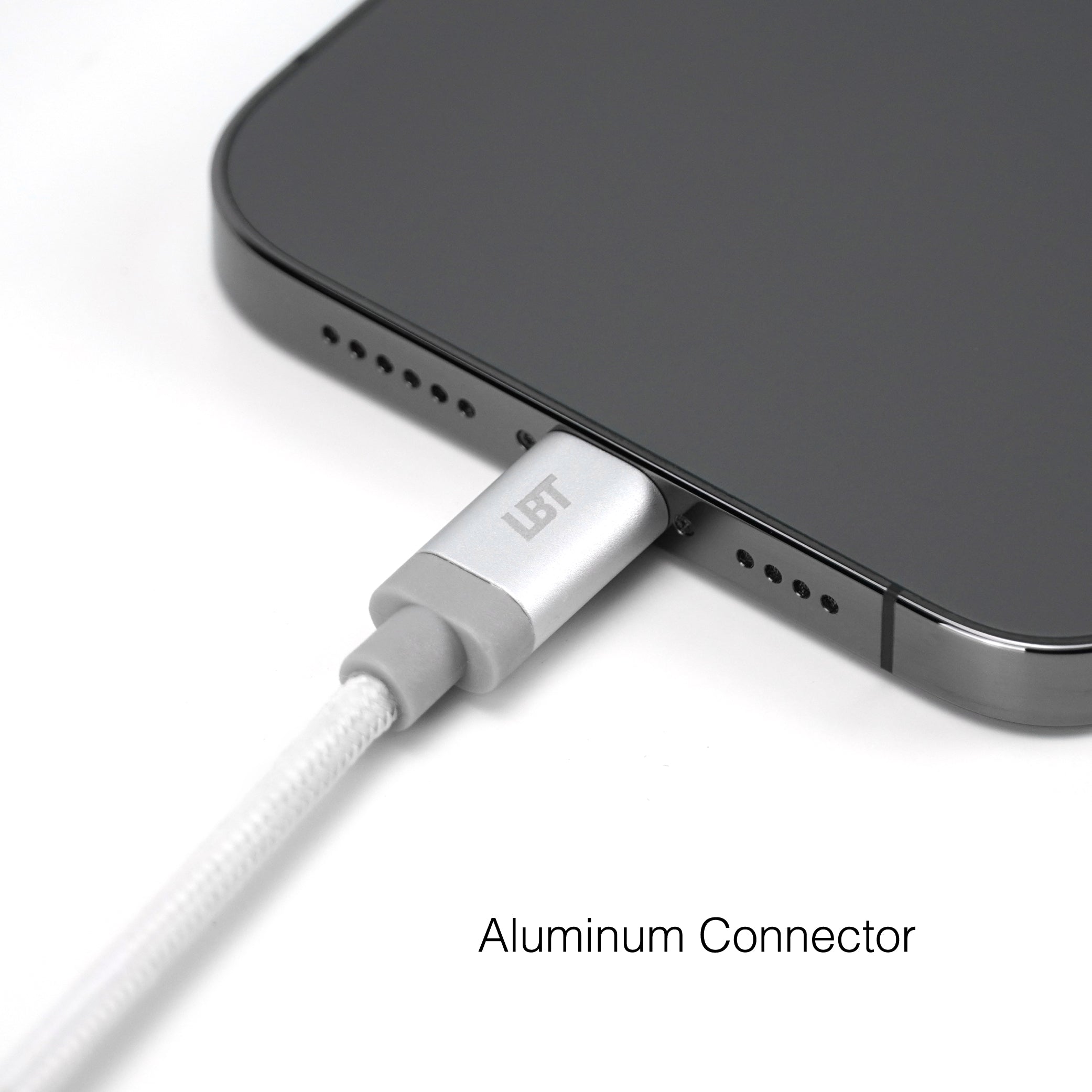 10 ft Braided White Cable (USB-A to Lightning)