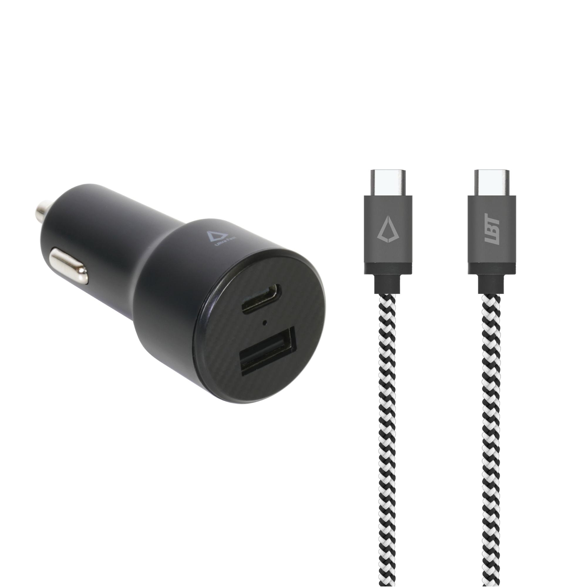 20W Dual Port Car Charger with Cable (USB-C to C)