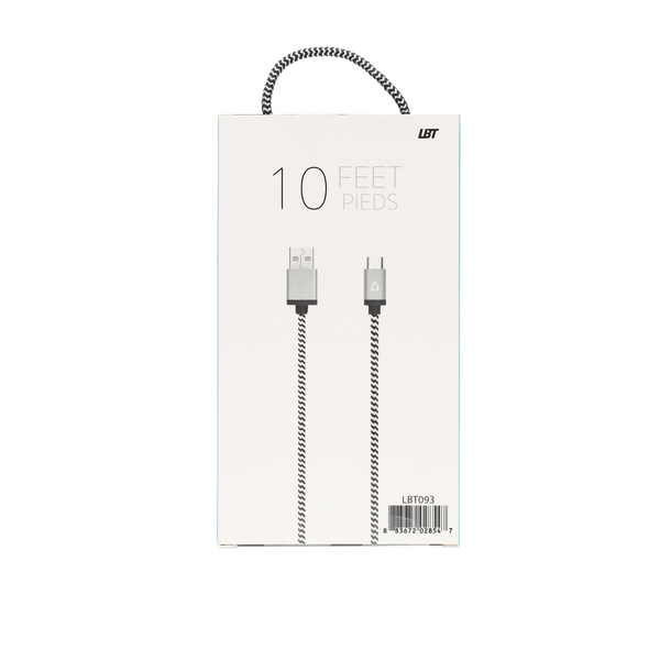10 ft Braided Cable (USB-A to USB-C Cable)
