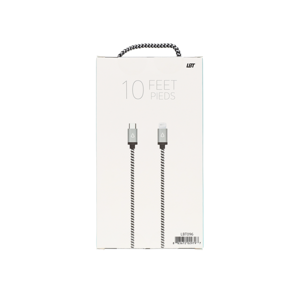 10 ft Braided Cable (USB-C to Lightning Cable)