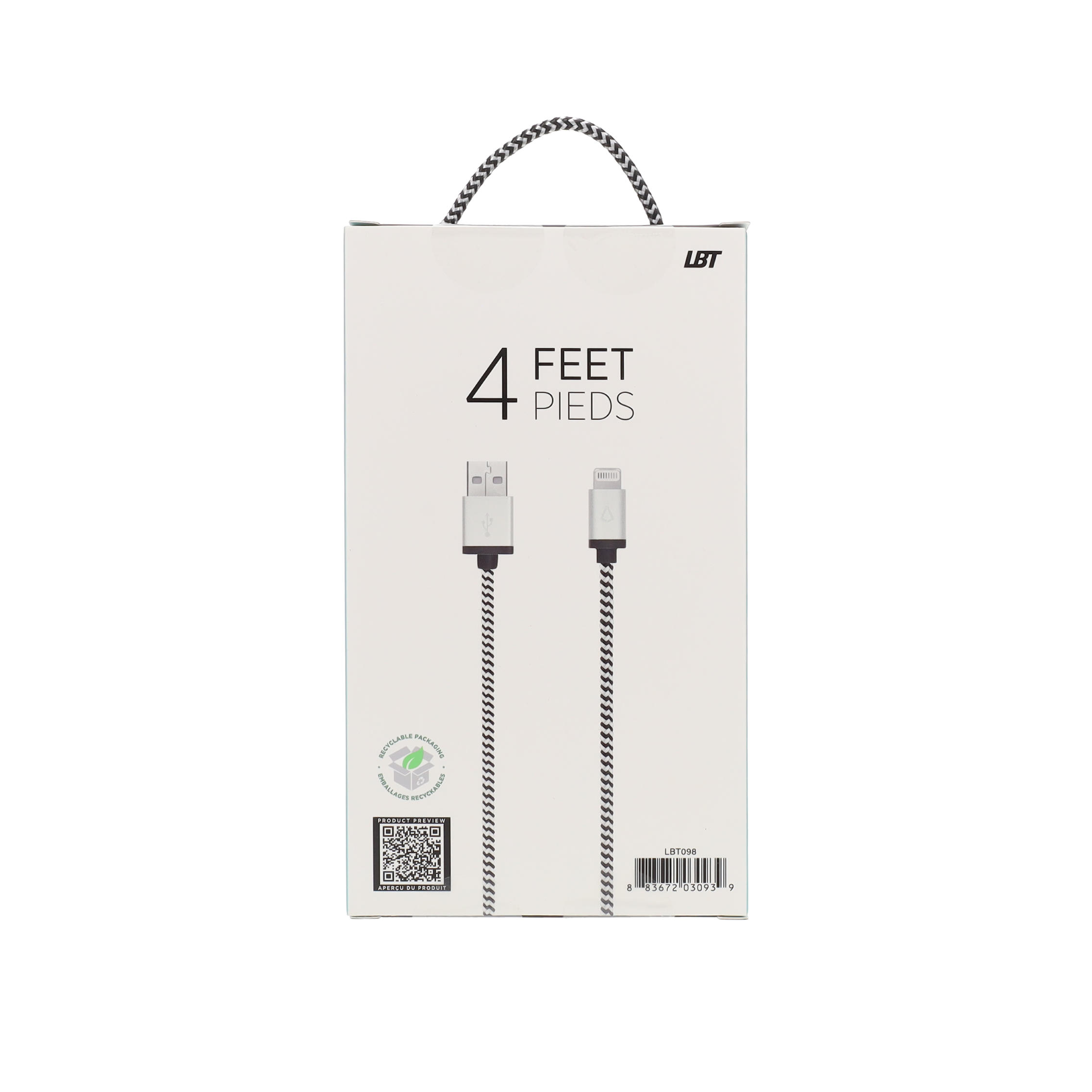 4 ft Braided Cable (USB-A to Lightning Cable)