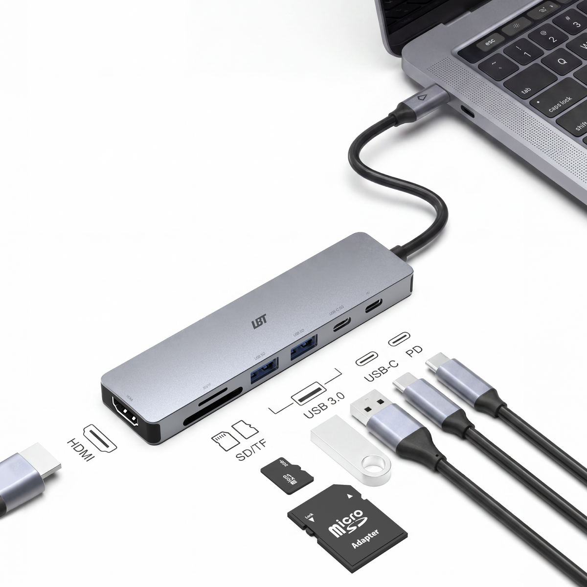 7-in-1 USB-C Hub for Phones and Laptops