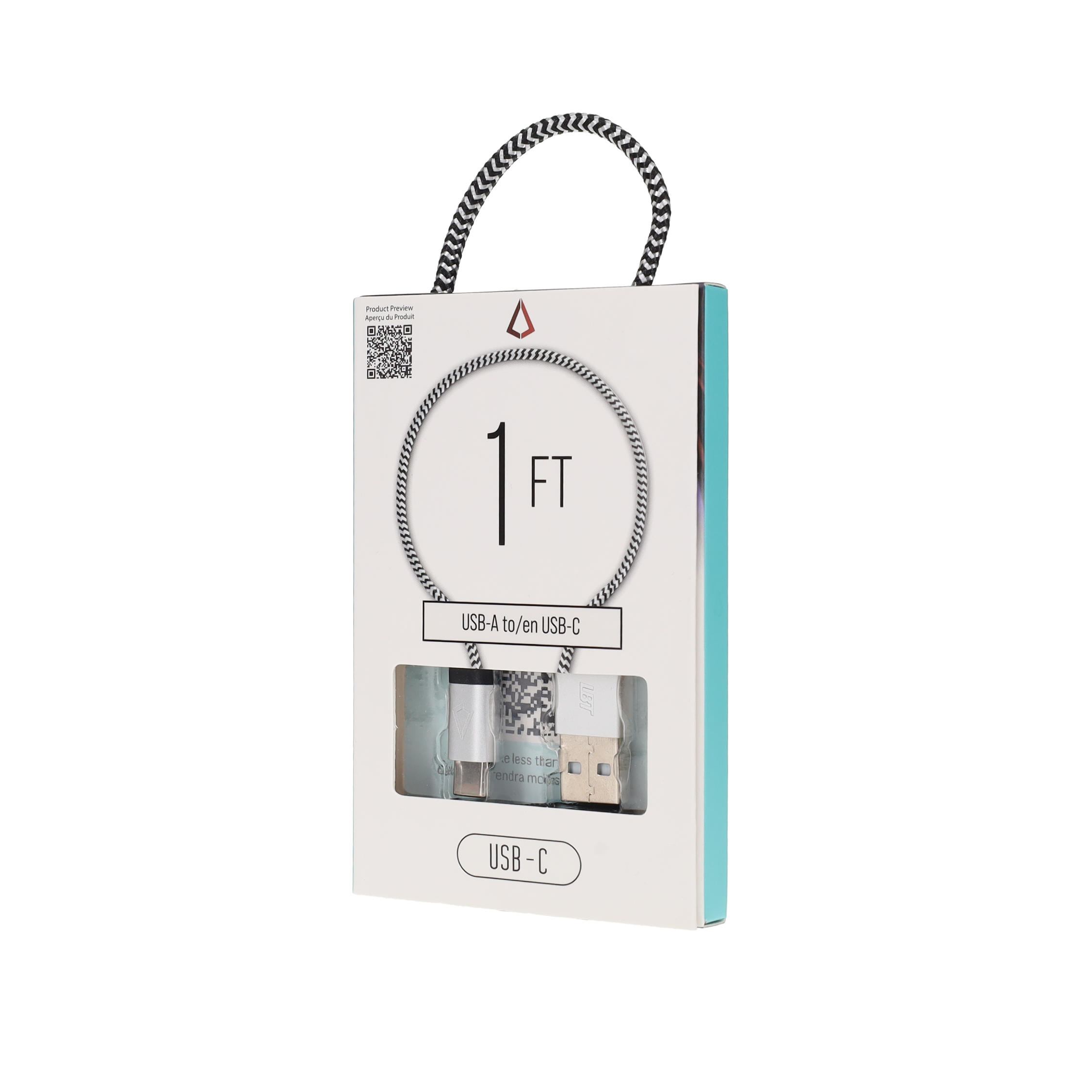 1 ft Braided Cable (USB-A to USB-C Cable)