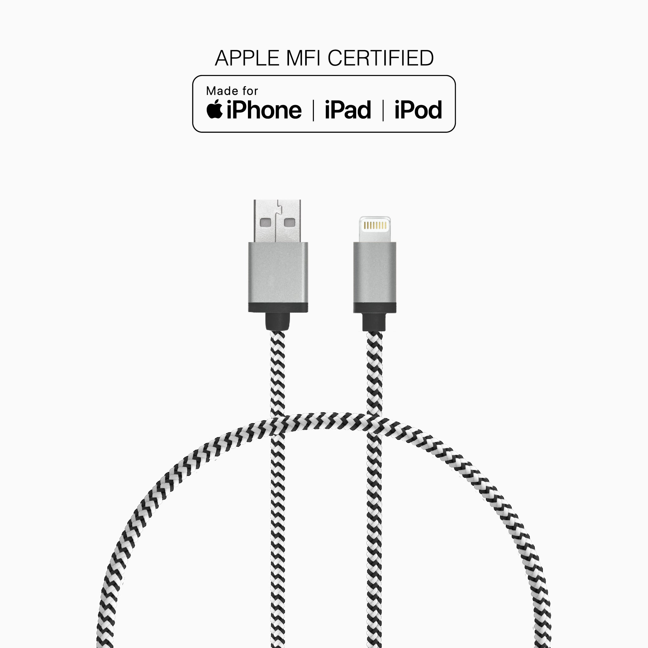 1 Ft. Braided Cable (USB-A to Lightning Cable)