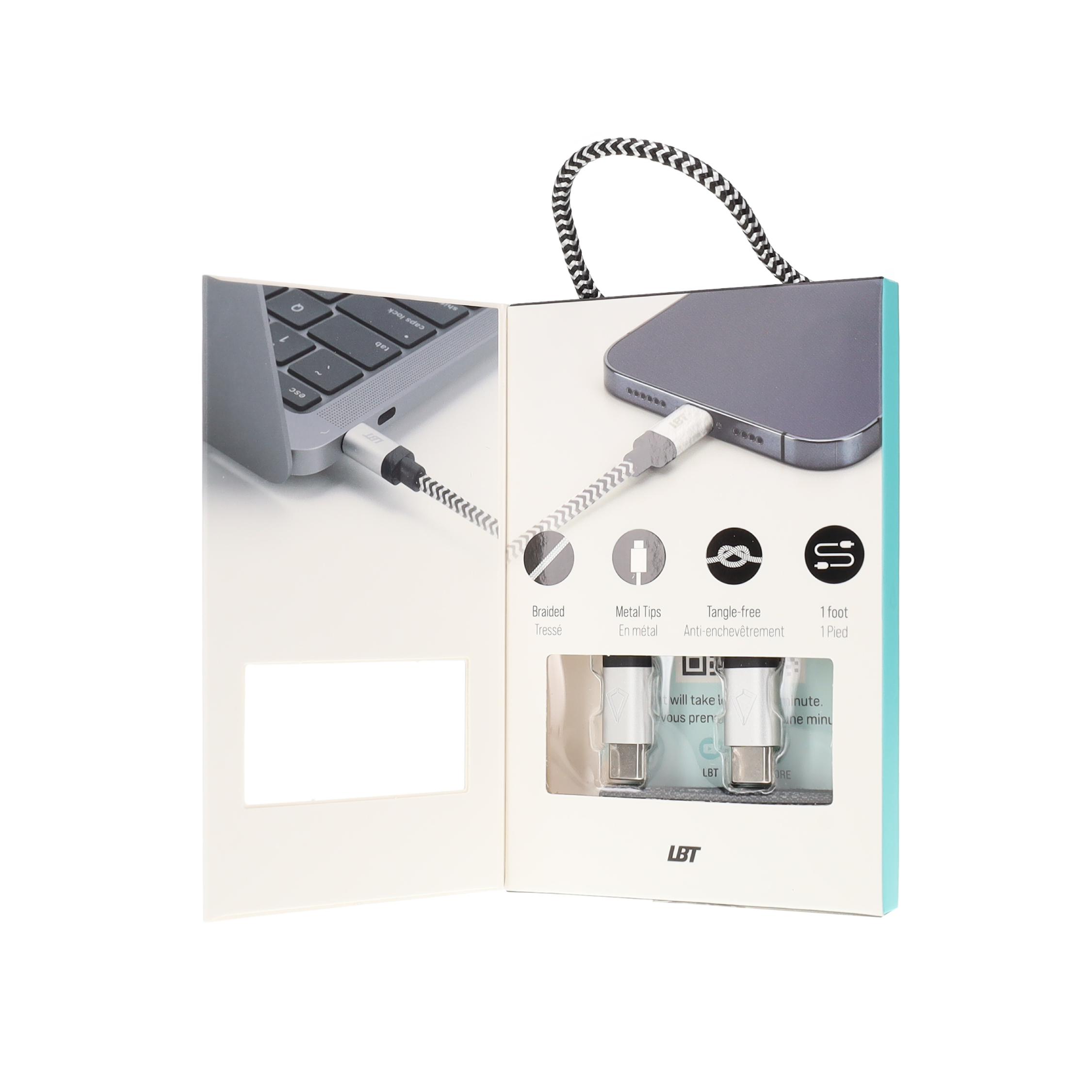 1 ft Braided Cable (USB-C to C Cable)